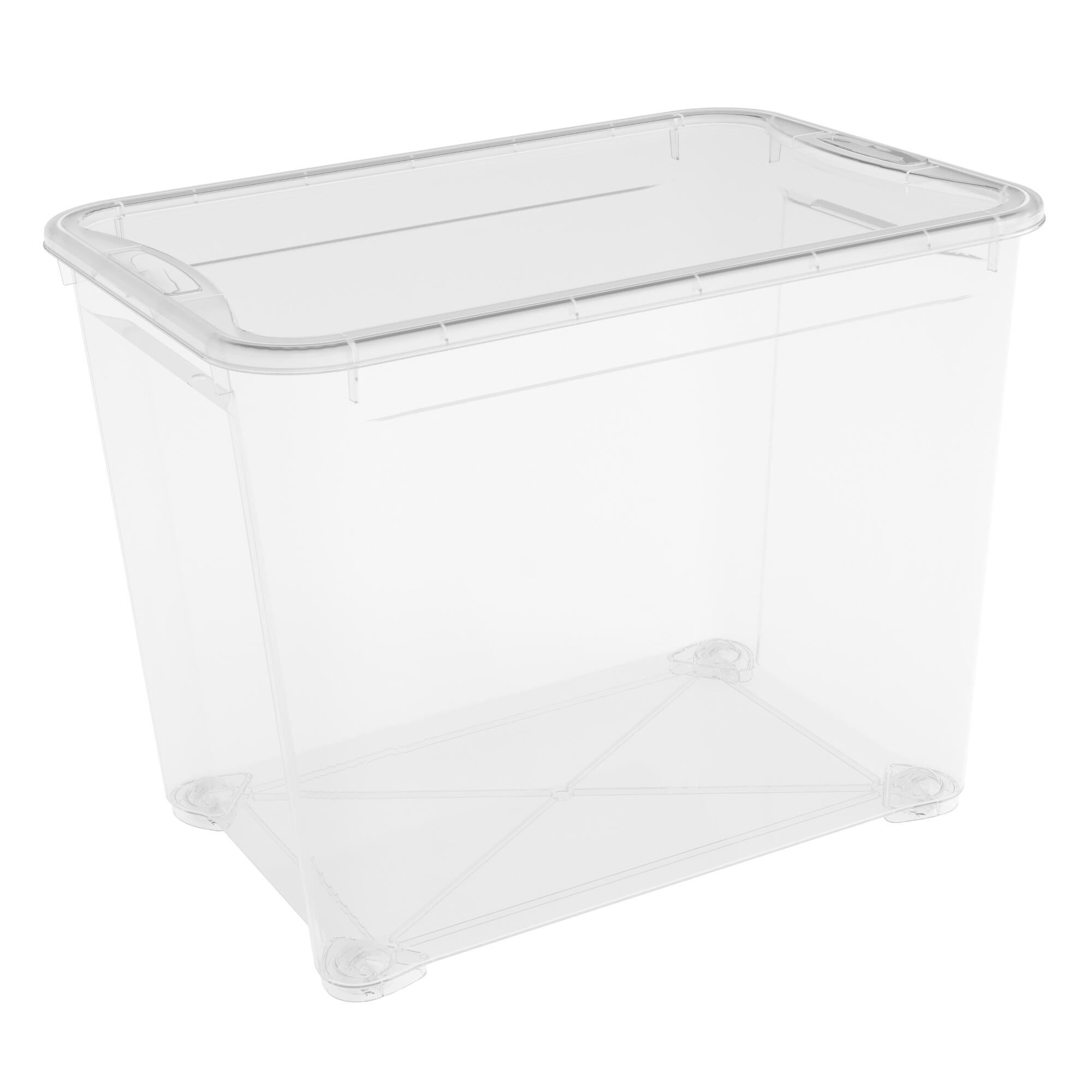 Cutie depozitare, din plastic, 55.5 x 39 x 42.5 cm, 65 L, transparent, cu capac