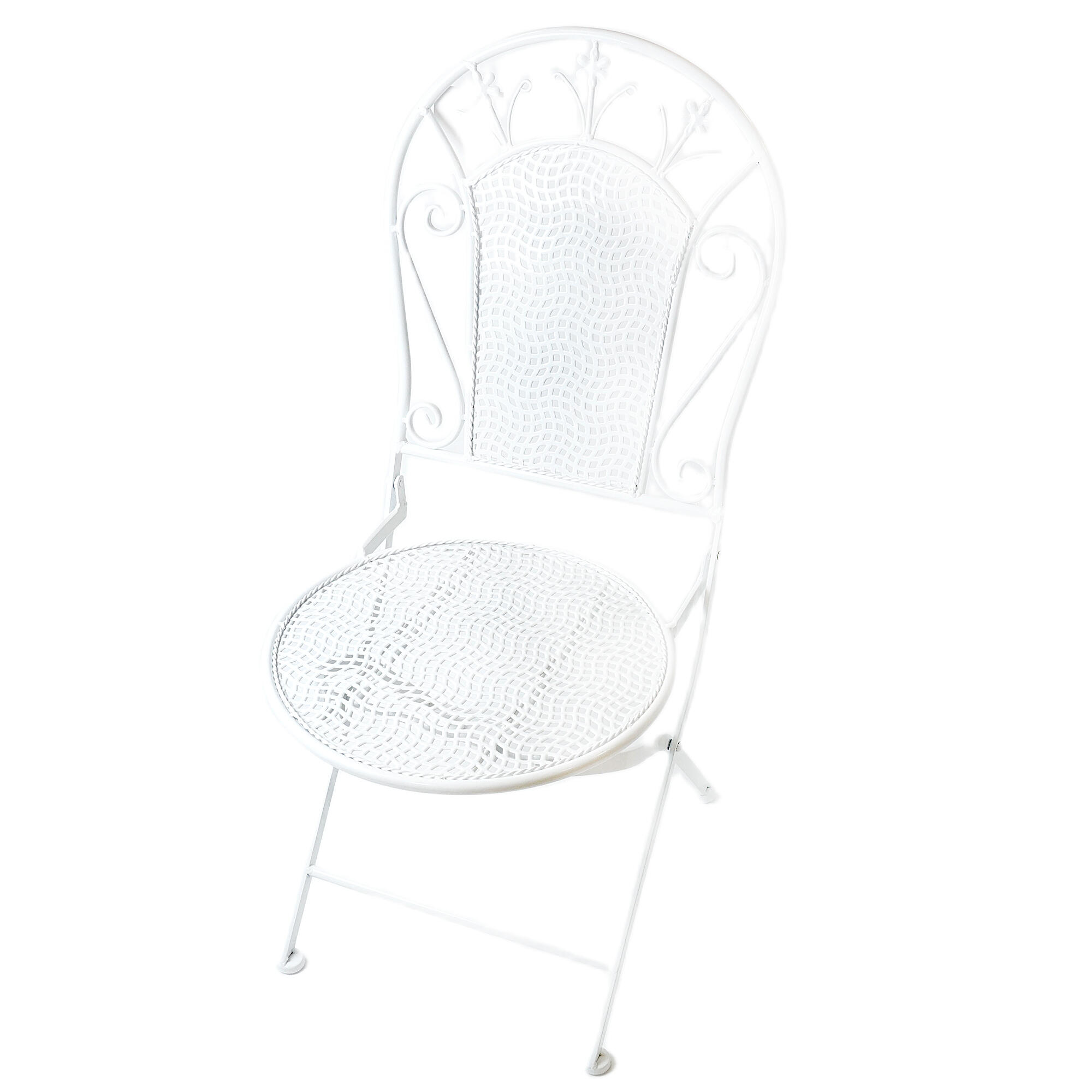 Scaun gradina Dantel, metal, pliabil, alb