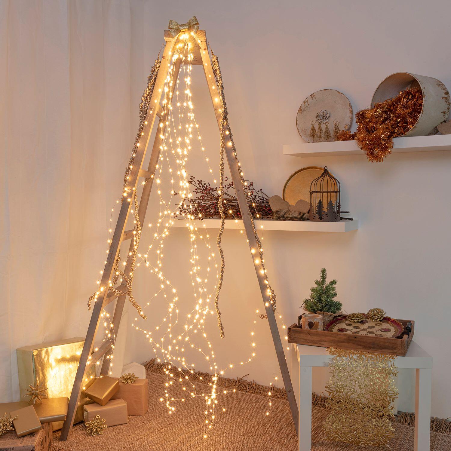 Cascata luminosa 600 lampadine led bianco caldo H 200 x L 120 cm - 4