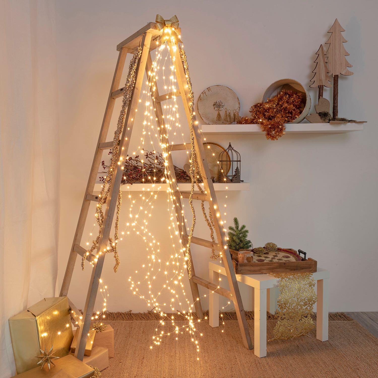 Cascata luminosa 600 lampadine led bianco caldo H 200 x L 120 cm - 2