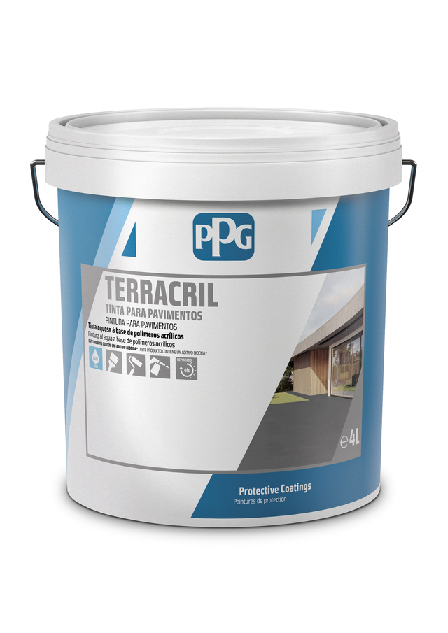 TINTA PARA PAVIMENTOS DESPORTIVOS BASE AQUOSA TERRACRIL PPG 4L VERMELHO