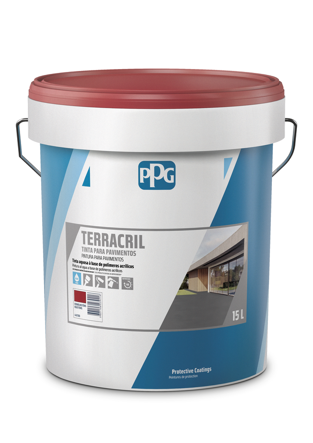 TINTA PARA PAVIMENTOS DESPORTIVOS BASE AQUOSA TERRACRIL PPG 15L VERMELHO