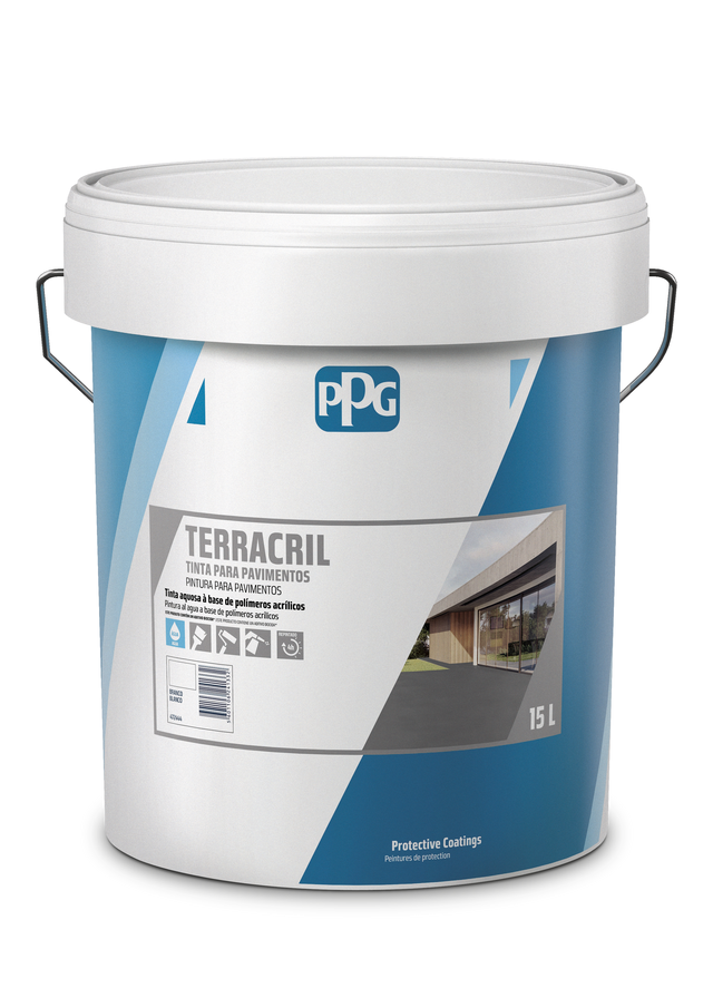 TINTA PARA PAVIMENTOS DESPORTIVOS BASE AQUOSA TERRACRIL PPG 15L BRANCO