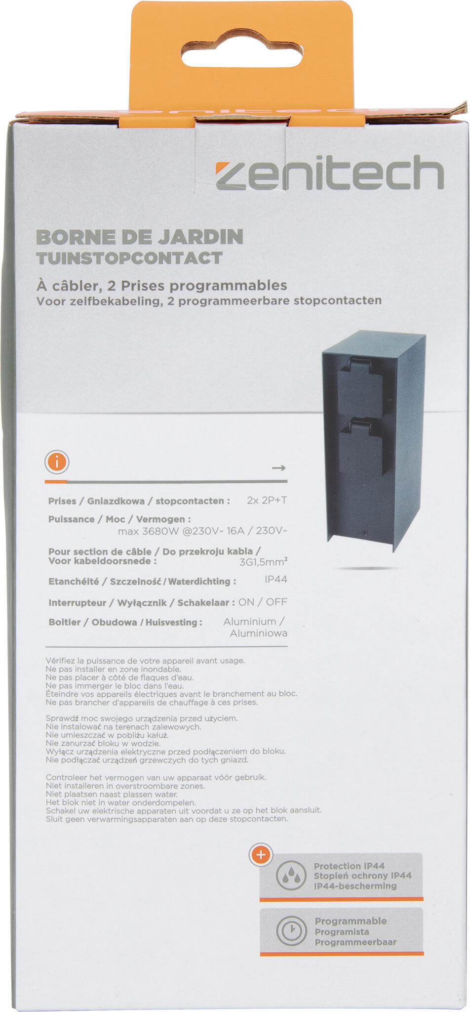 Multiprise 2 prises 0 m noir ZENITECH - 4