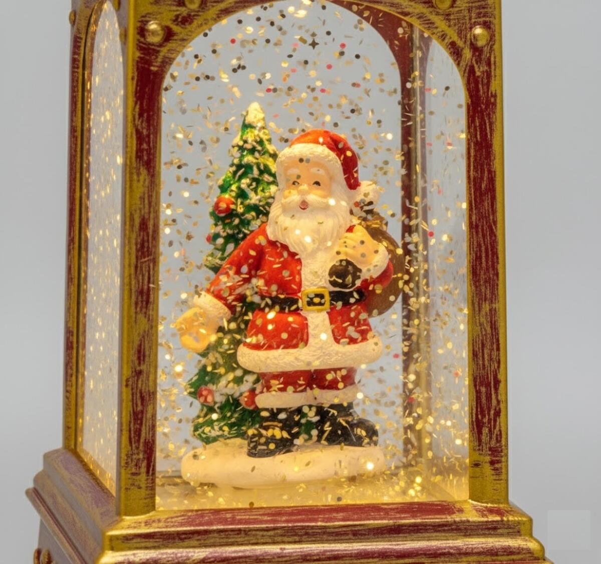 Lanterna luminosa glitterata rosso oro a batterie LED led bianco caldo L 0.5 m x H 20.5 cm - 8