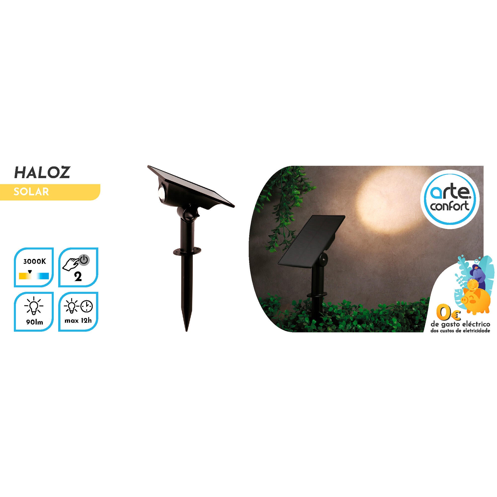 Picchetto solare Haloz H 28.1cm, luce bianco caldo, IP65 ARTE CONFORT - 9