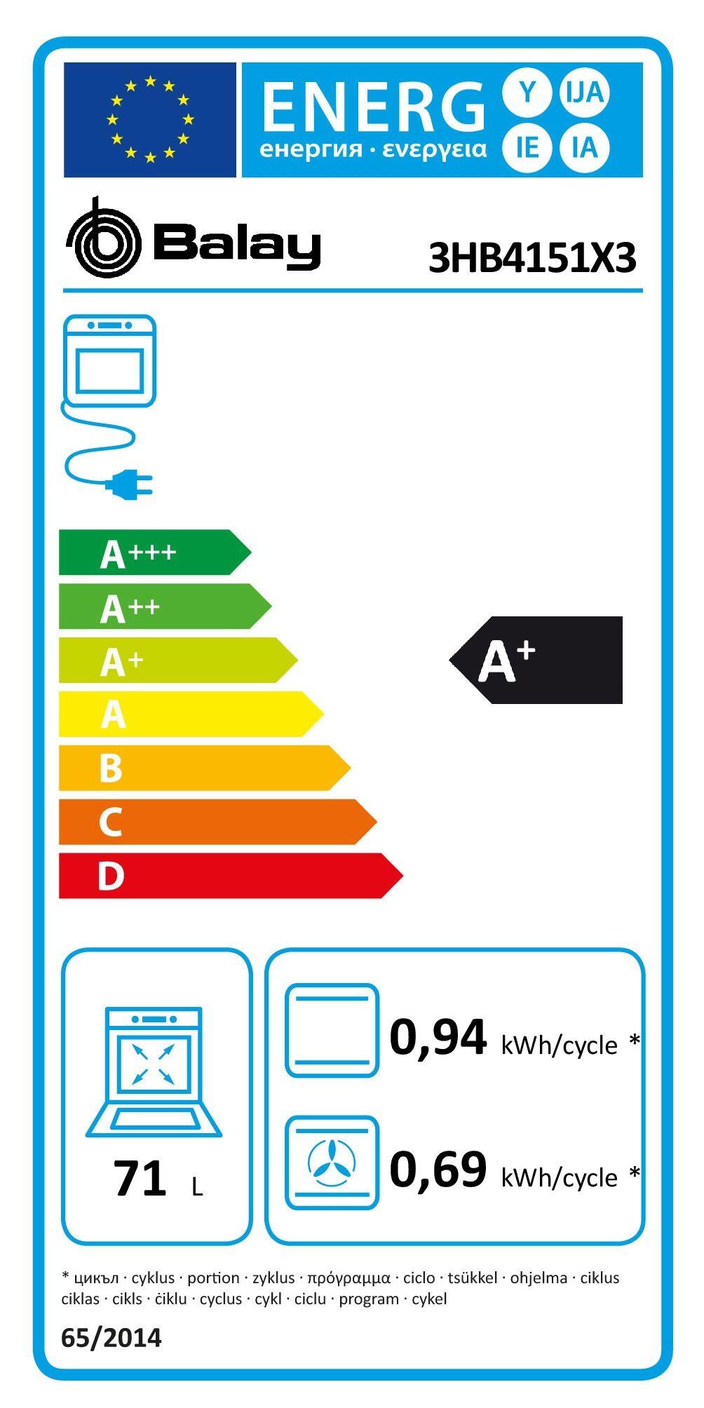 Horno multifunción BALAY 3HB4151X3 71L Aqualisis Clase A+ negro - 7