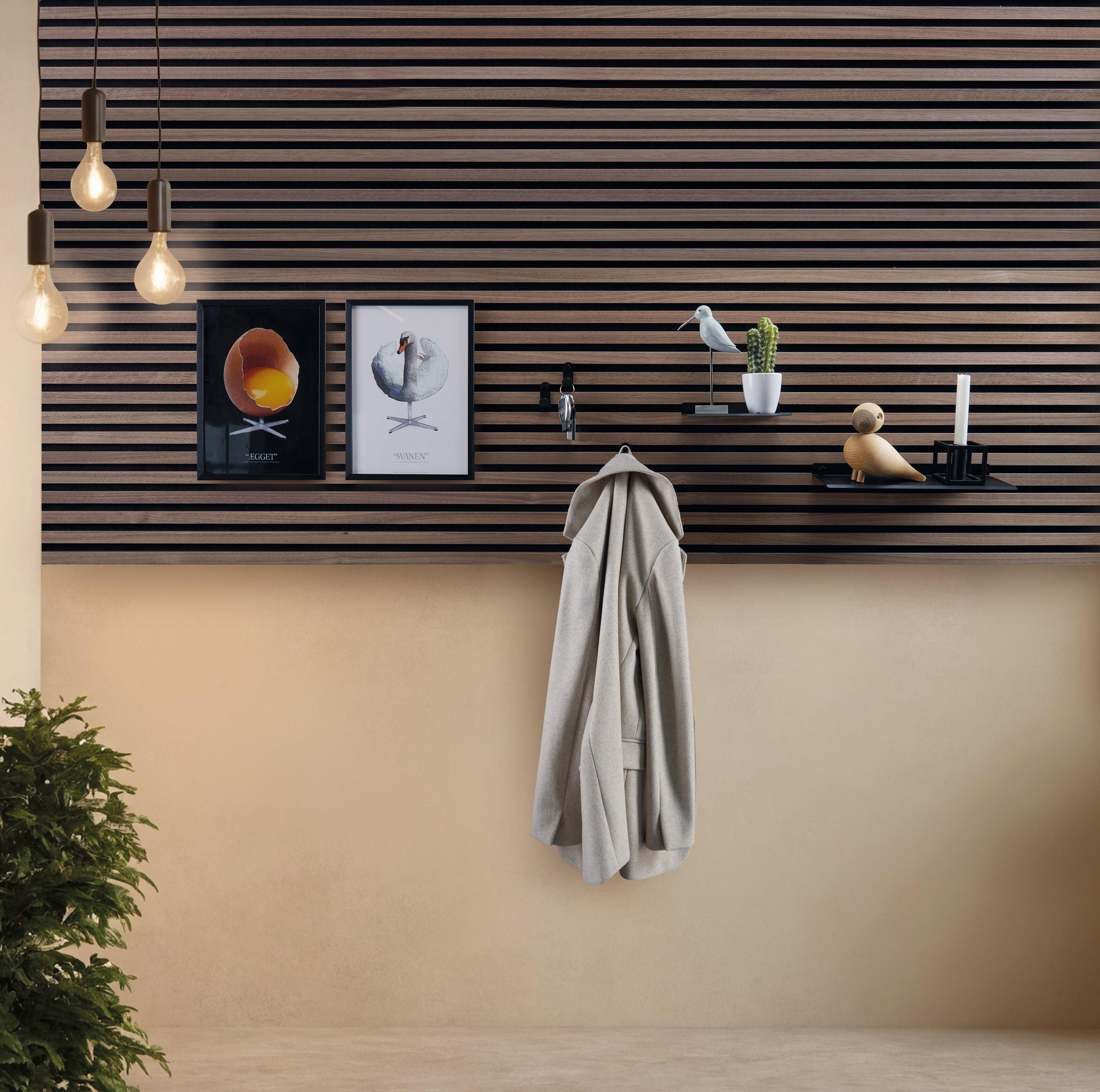 Supporto a parete  FibroTech in acciaio nero satinato 2 ganci L 19.4 x H 2.4 cm - 3