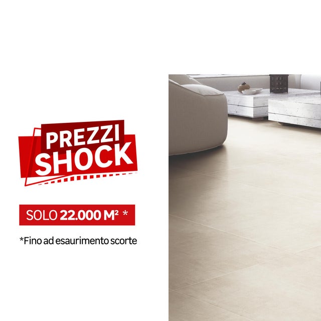 Piastrella da pavimento e rivestimento interno 60 x 120 cm Sp. 9.5 mm rettificato Evitca in gres porcellanato beige opaco traffico molto intenso (pei 5/5) R9 1.44 mq