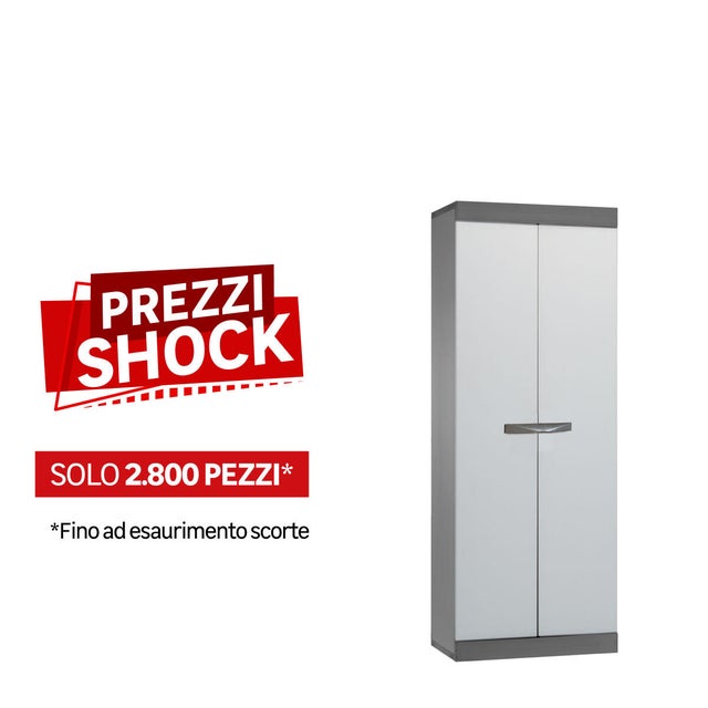 Armadio alto Qadro Basic Recycled GAROFALO in resina, grigio scuro L 63 x H 168 x P 39 cm 2 ante, adatto per interno/esterno