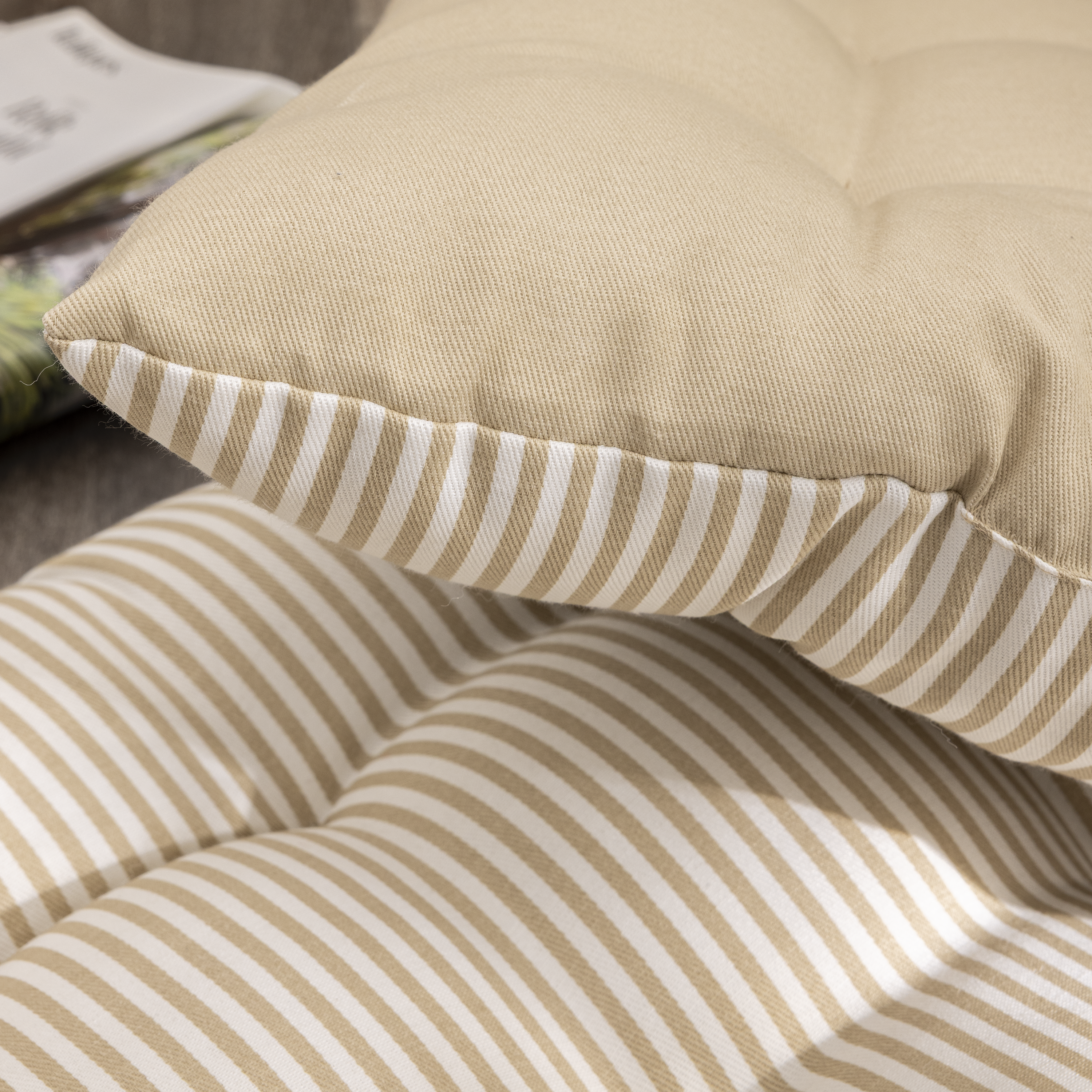Cojín de suelo interior cuadrado Lunor algodón, poliéster algodón beige trench INSPIRE 60x60x6 cm - 6