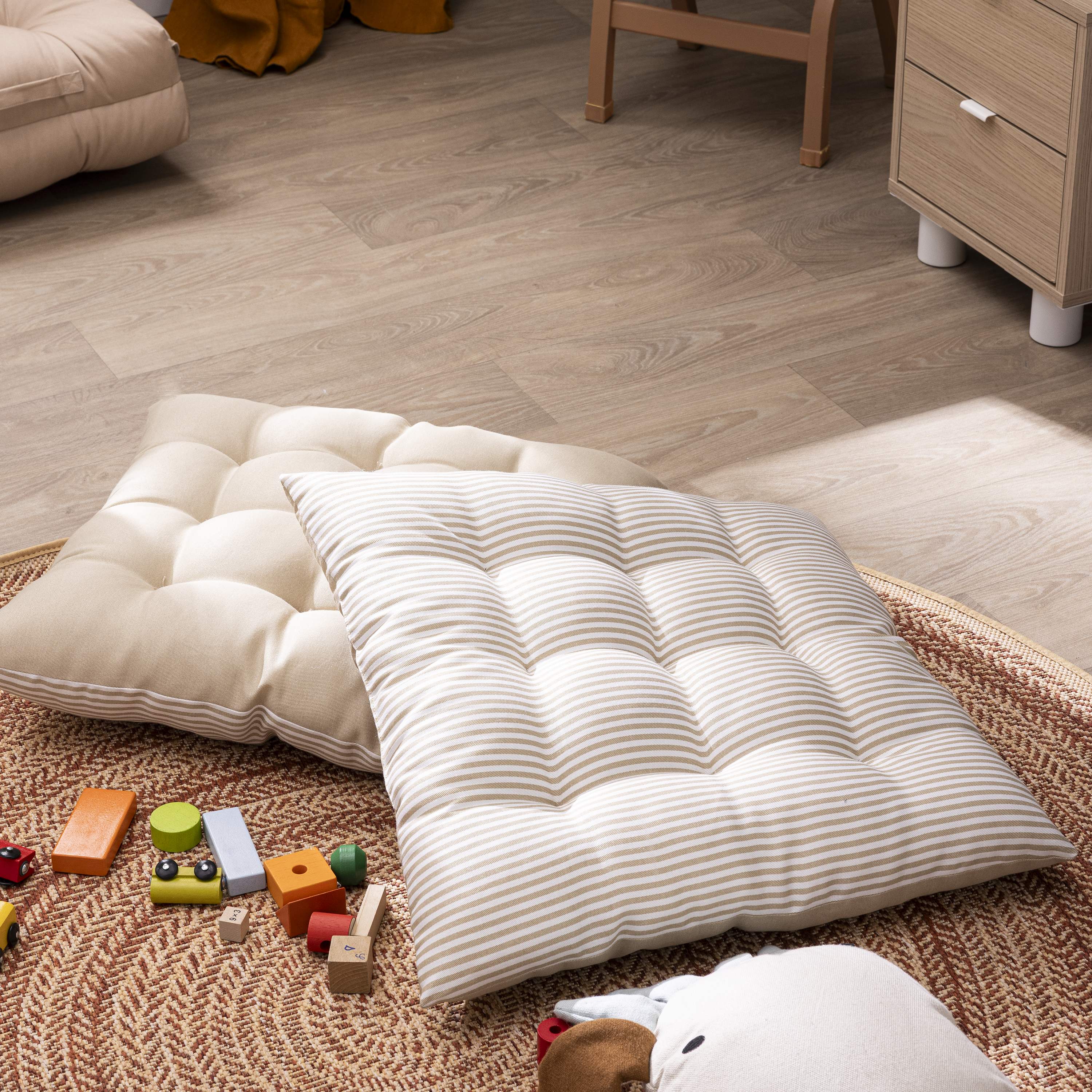 Cojín de suelo interior cuadrado Lunor algodón, poliéster algodón beige trench INSPIRE 60x60x6 cm - 8