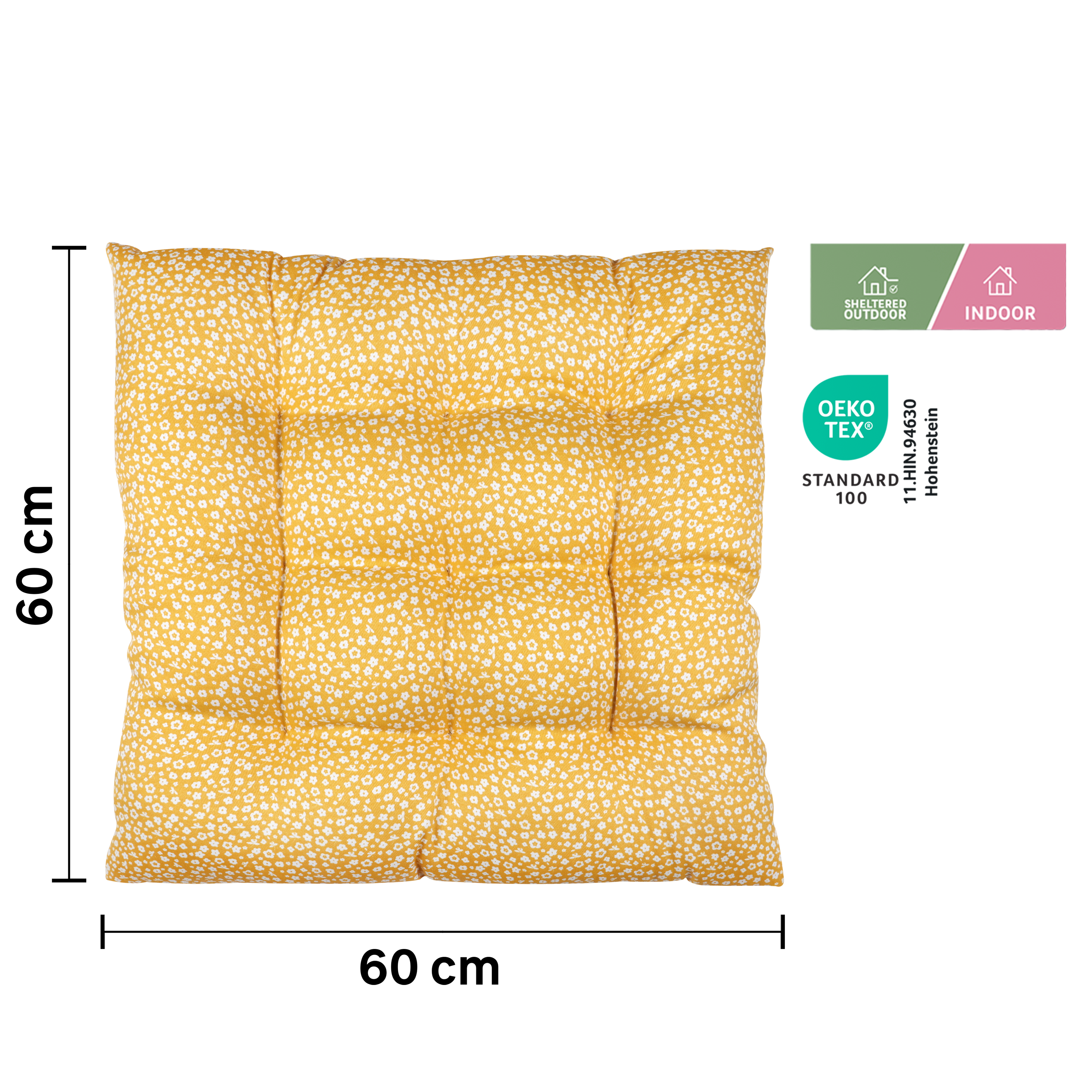 Coussin de sol Lunor, jaune, l.60 x L.60 cm, INSPIRE - 3