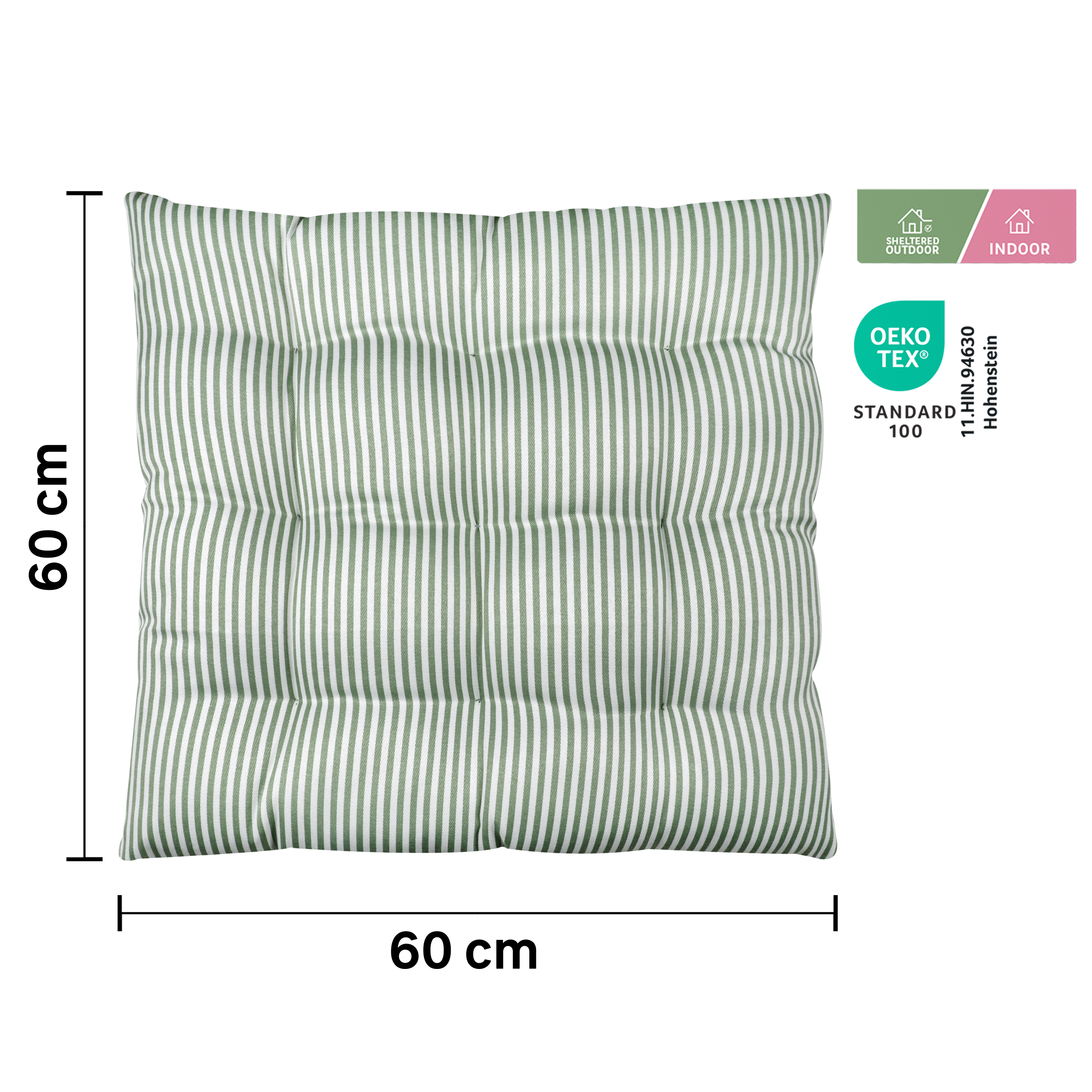 Cojín de suelo interior cuadrado Lunor algodón, poliéster verde Bali INSPIRE 60x60x6 cm  - 3