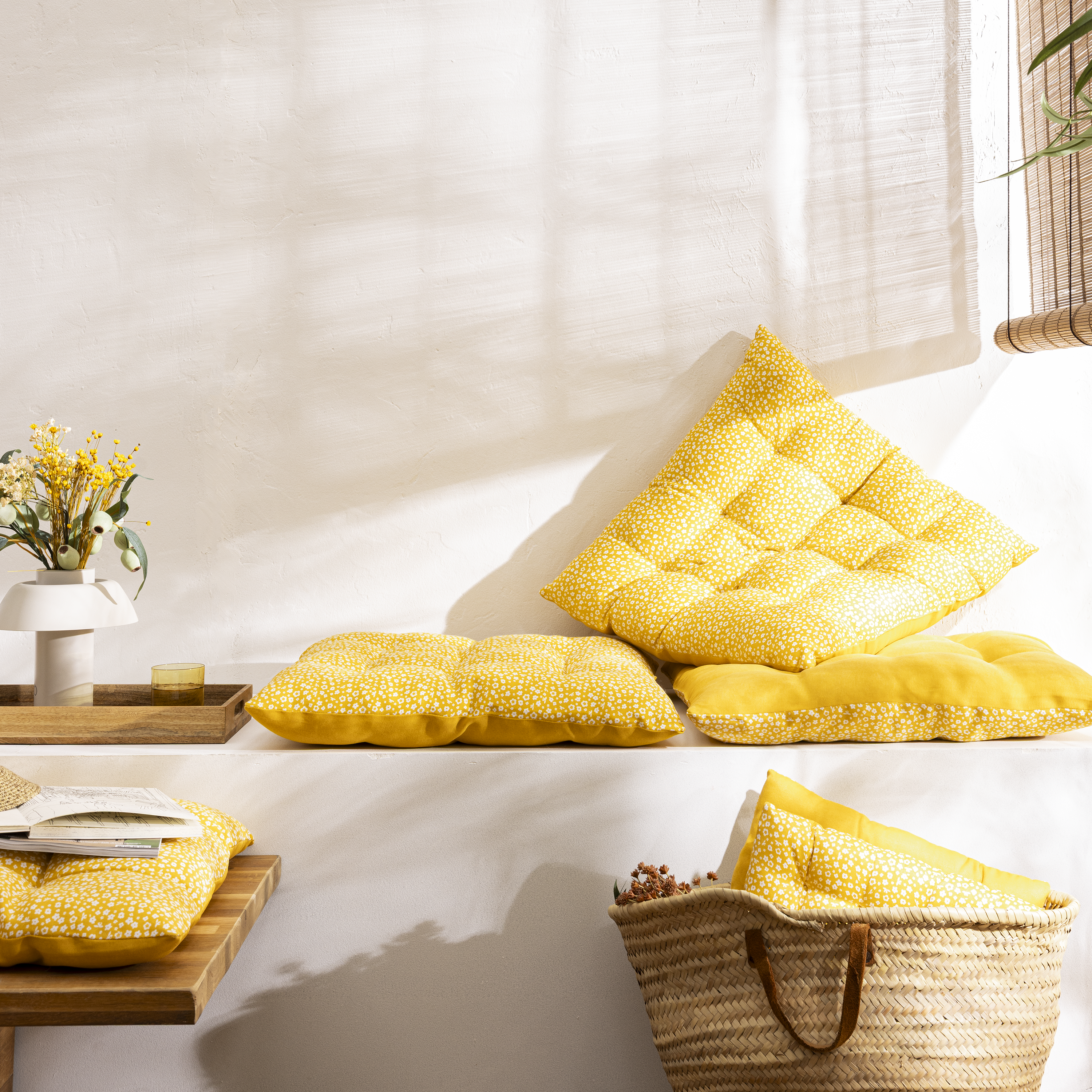 Coussin de sol Lunor, jaune, l.60 x L.60 cm, INSPIRE - 7