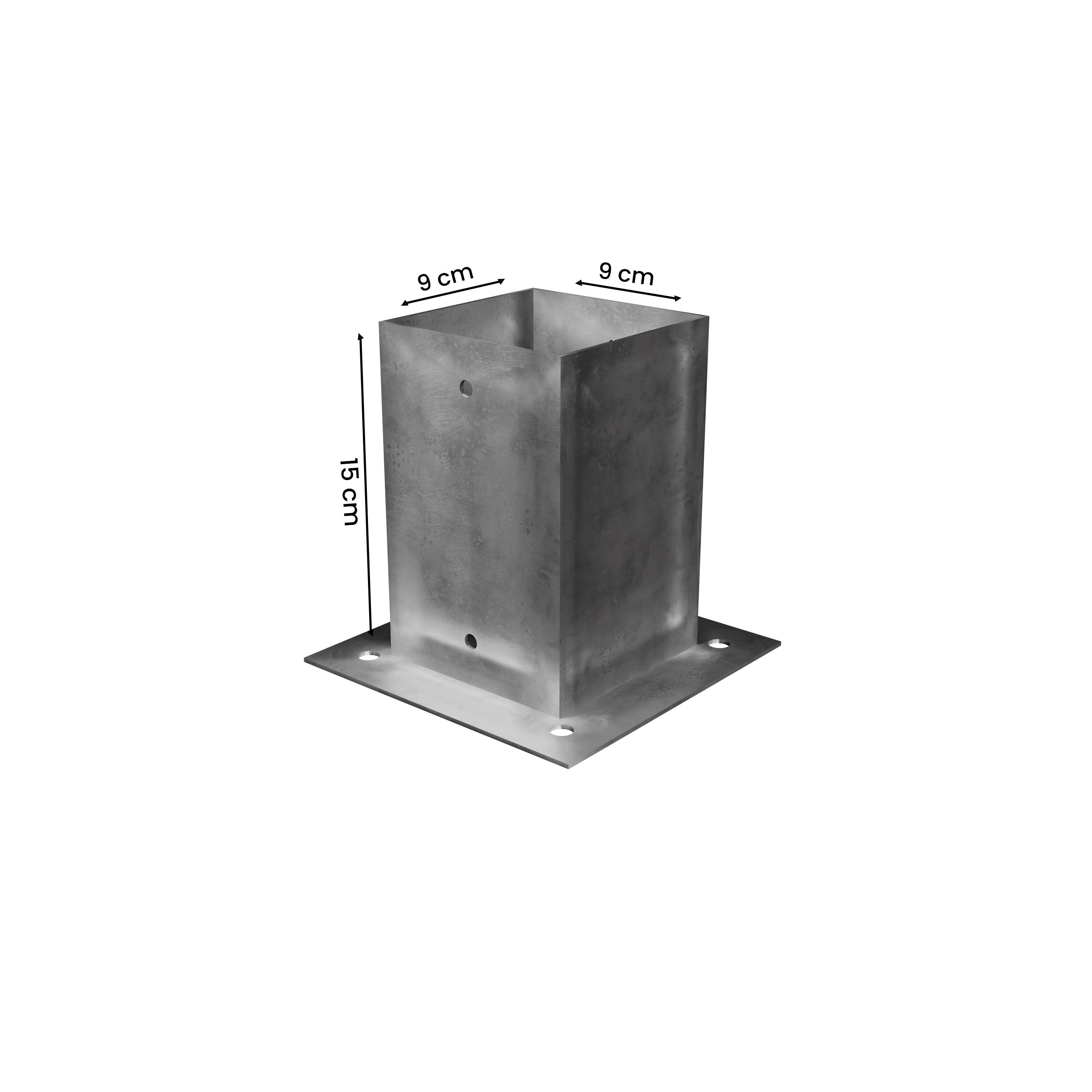 Anclaje para atornillar suelo hormigón de acero galvanizado 9 x 9 cm - 6