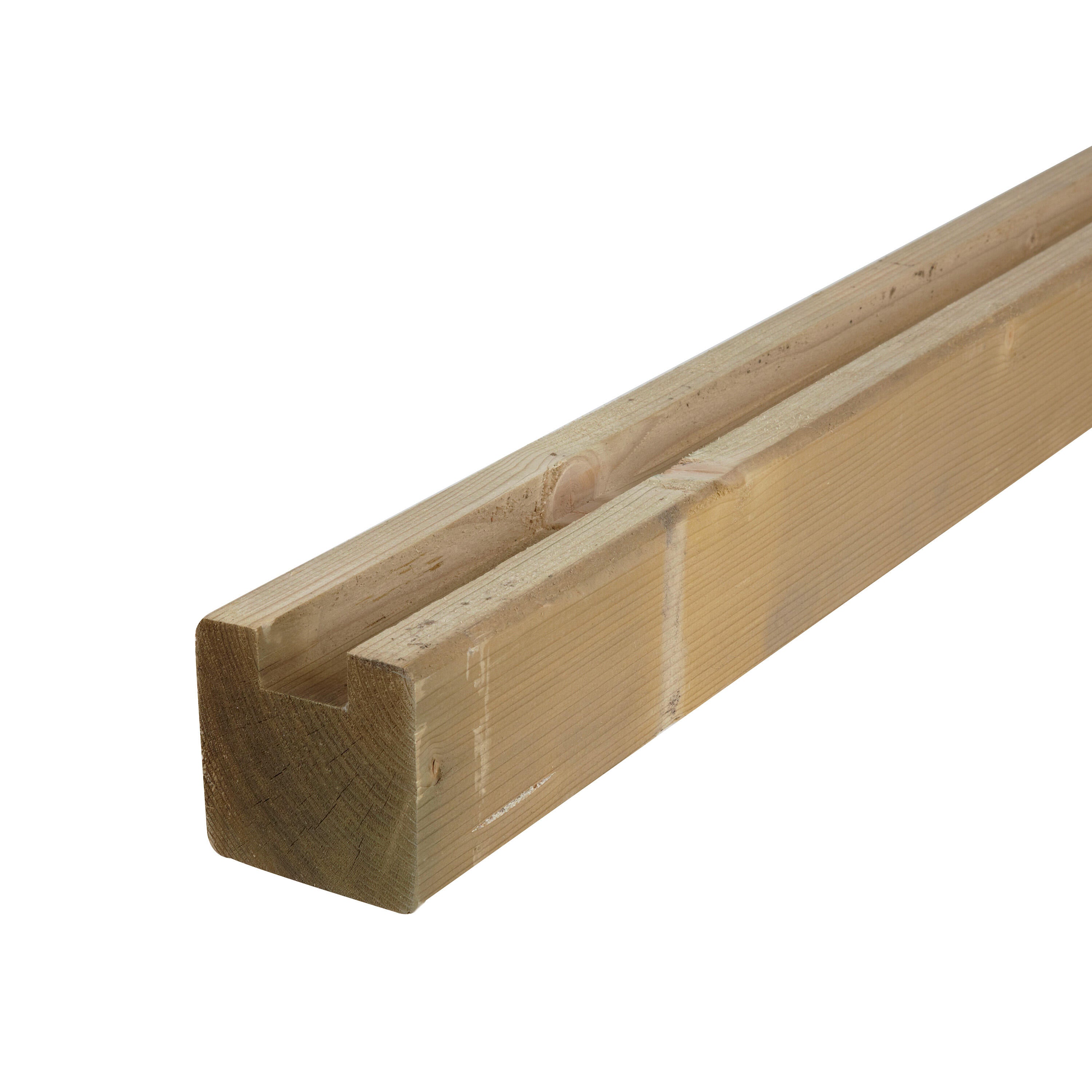 Poste ranurado en u de madera de 7 x 7 x 220 cm