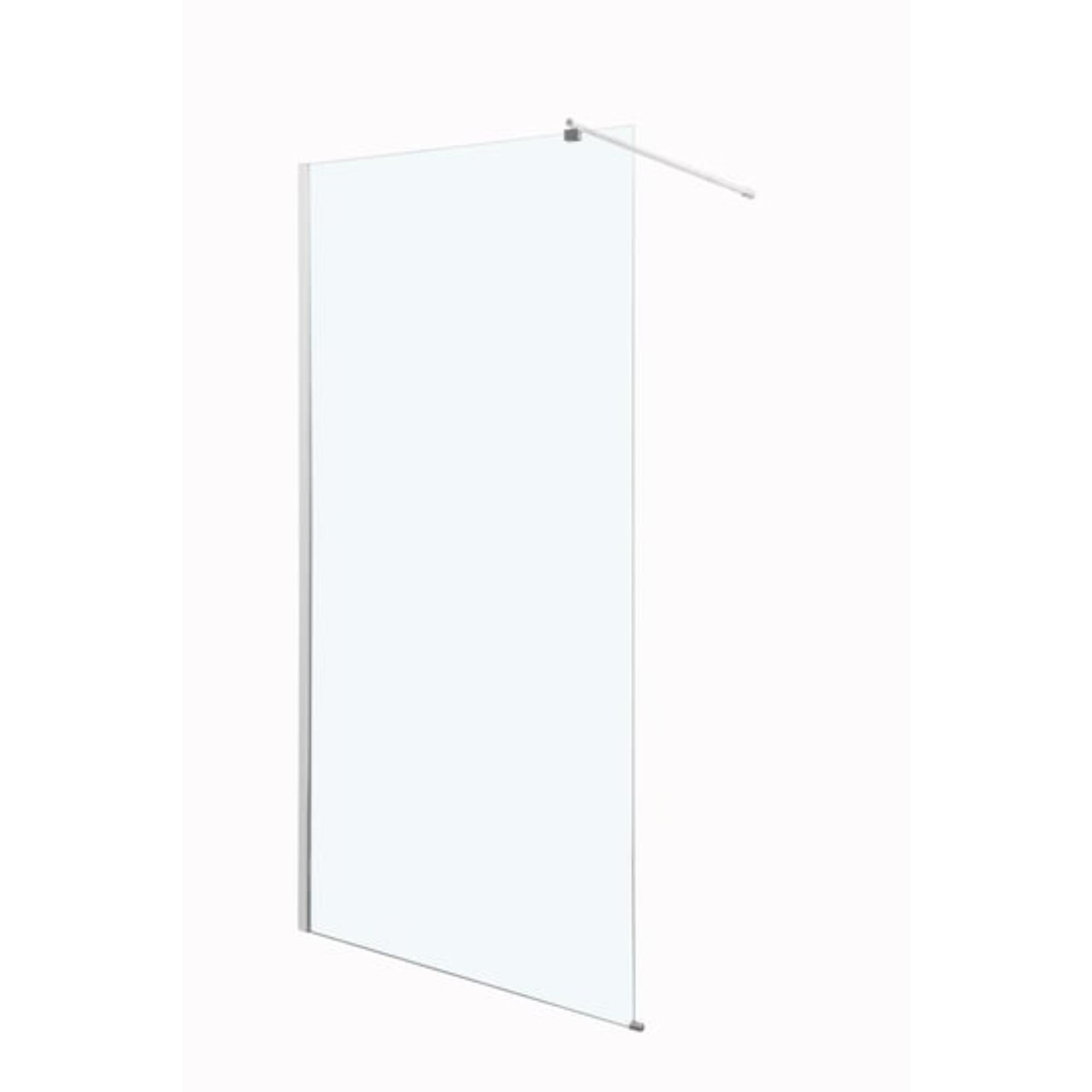 Mampara de ducha fija perfil aluminio cromo 80x190 cm cristal templado 5mm transparente reversible - 8