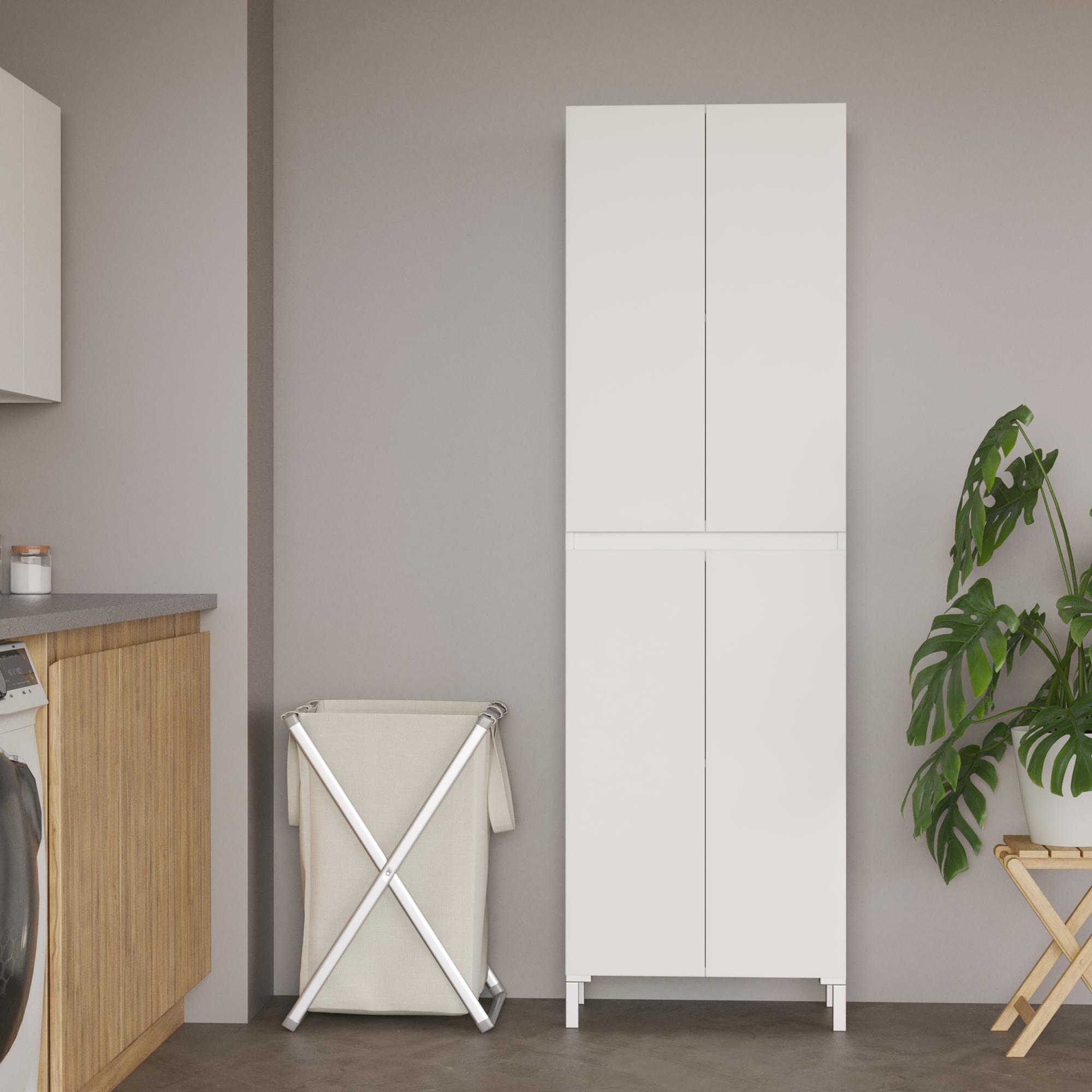 Dulap baie coloana Sensea Essential, cu usi, 55 x 180 x 29 cm, alb