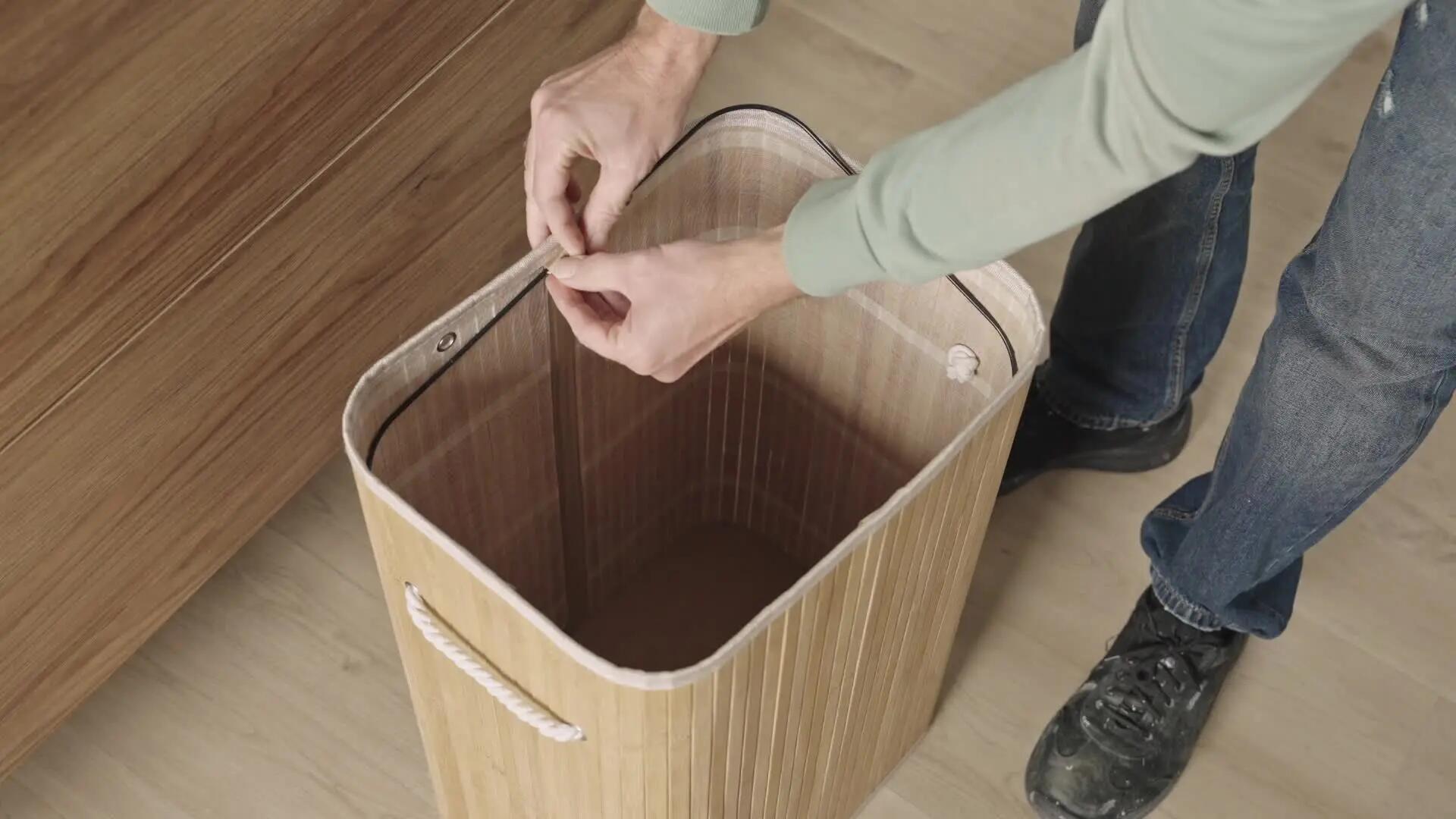 Cesta de ropa sucia Bamboo de bambú blanco 60 L - 4