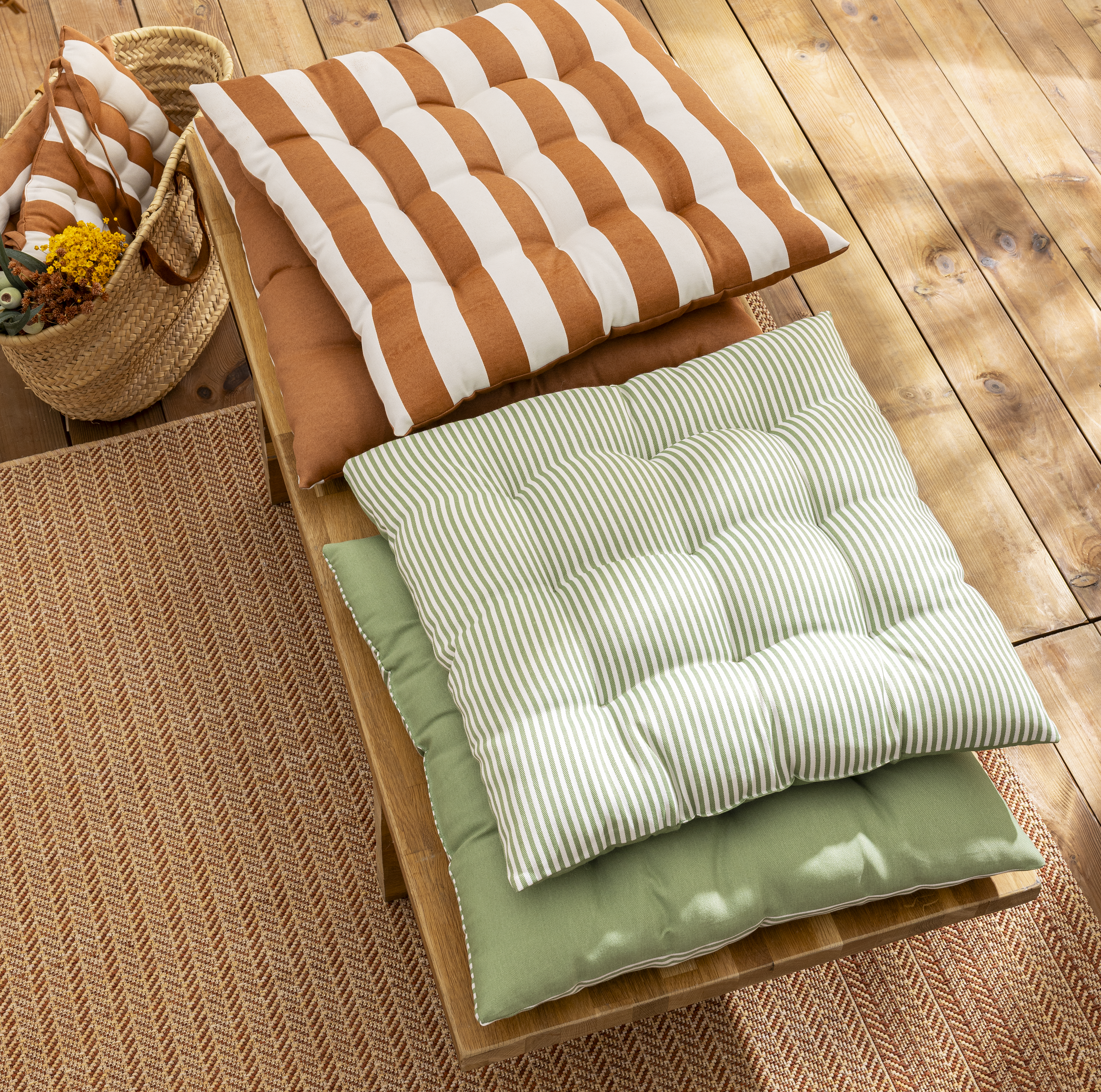 Cojín de suelo interior cuadrado Lunor algodón, poliéster verde Bali INSPIRE 60x60x6 cm  - 8