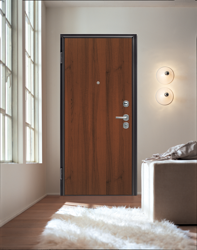 Porta blindata YALE GUARDIAN L 80 x H 210 cm rovere/noce apertura destra