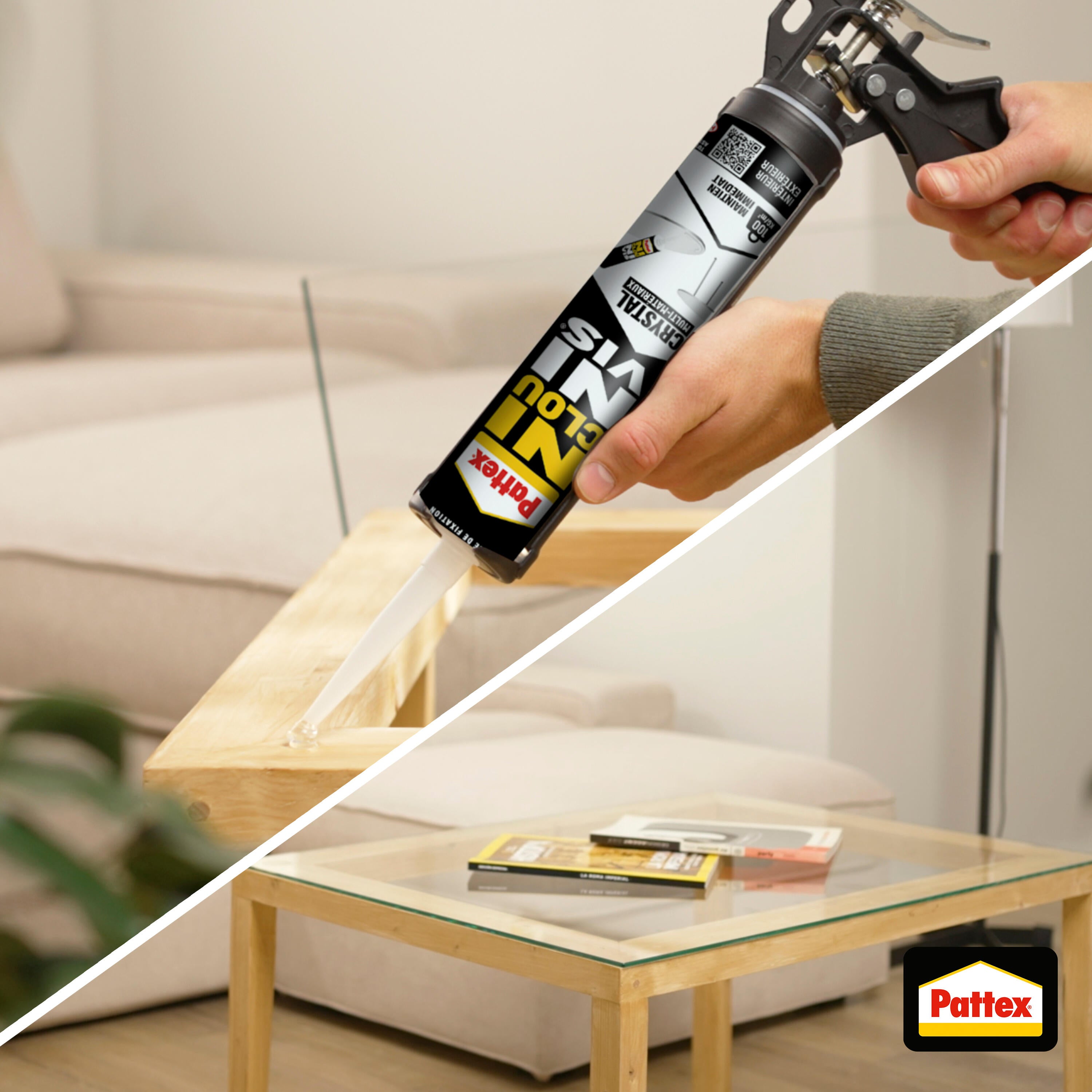 Colle de fixation pâte MS polymère Ni clou ni vis crystal PATTEX, 290 g transpar - 3