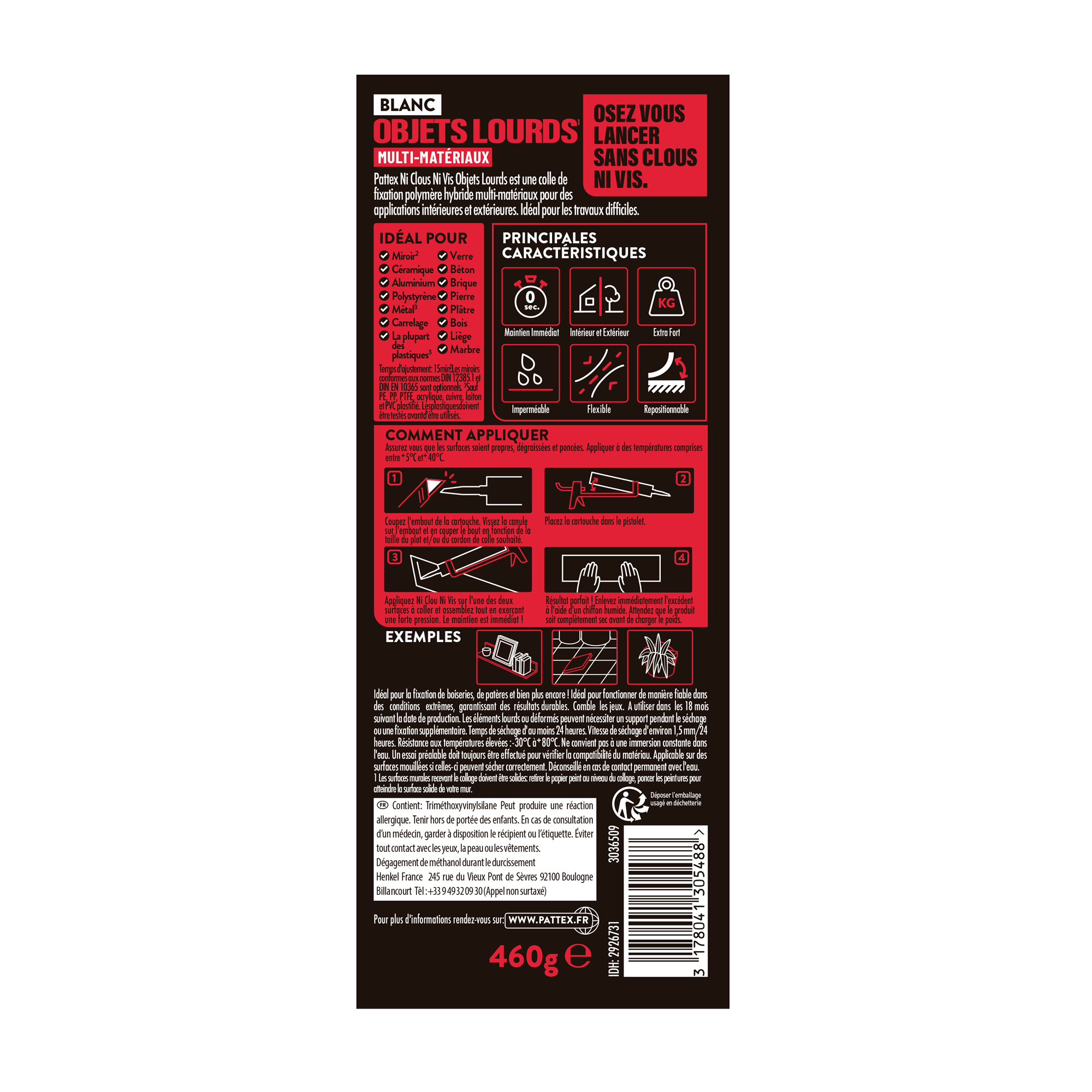 Colle de fixation pâte MS polymère Ncnv objets lourds PATTEX, 460 g blanc - 8