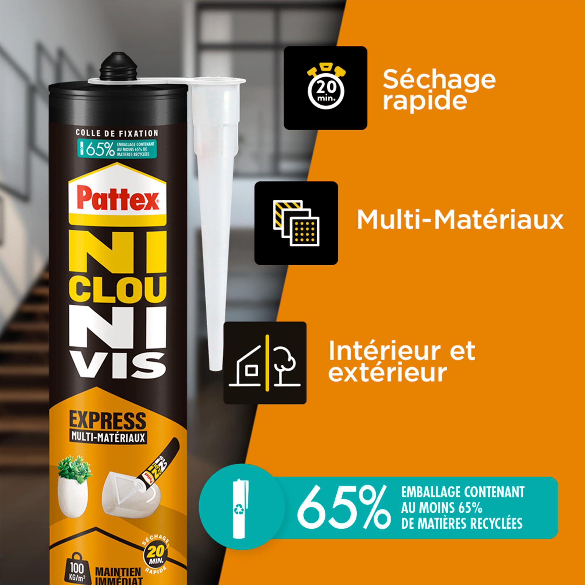 Colle de fixation pâte MS polymère PATTEX Ncnv fix express blanc, 390g - 2