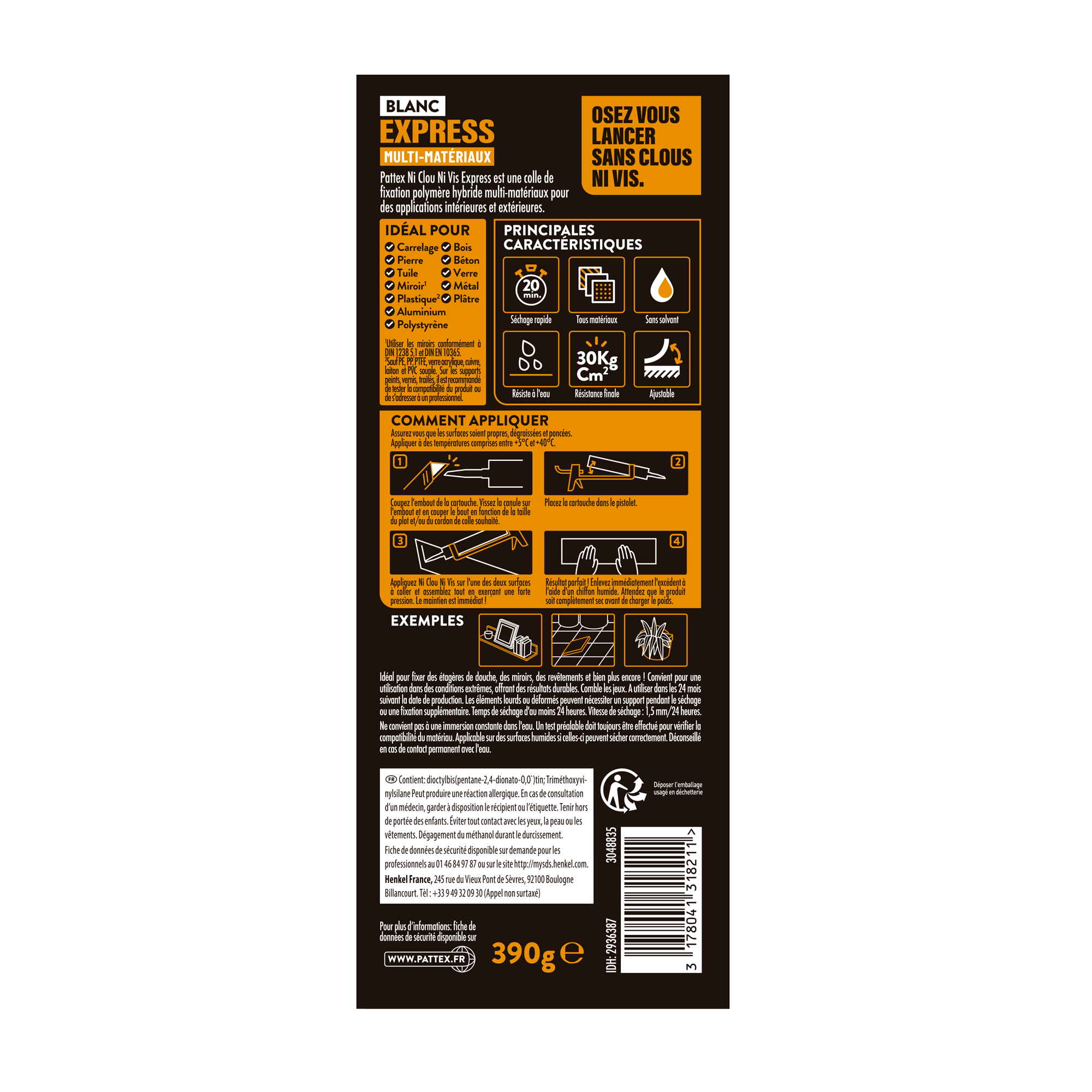 Colle de fixation pâte MS polymère PATTEX Ncnv fix express blanc, 390g - 8