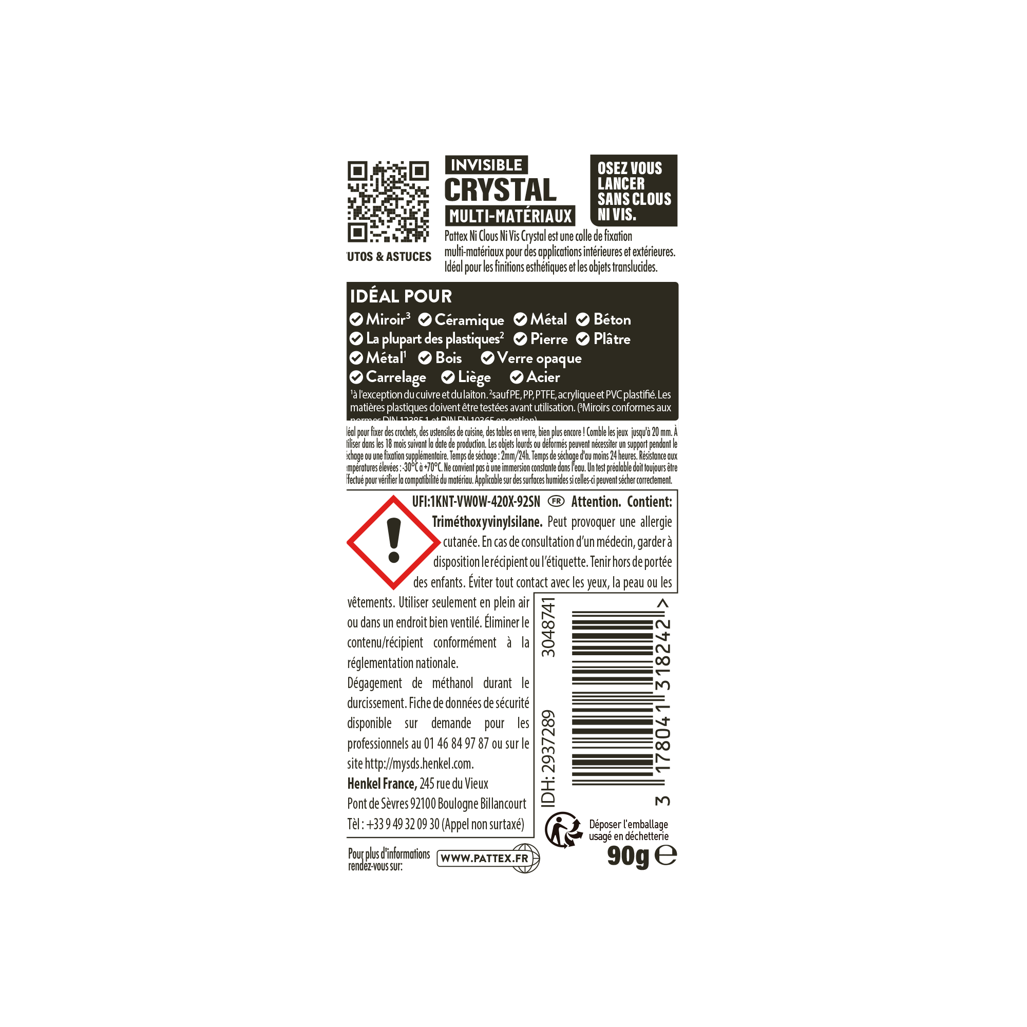 Colle de fixation MS polymère Ncnv tous matériaux crystal PATTEX, 90 g transp - 8