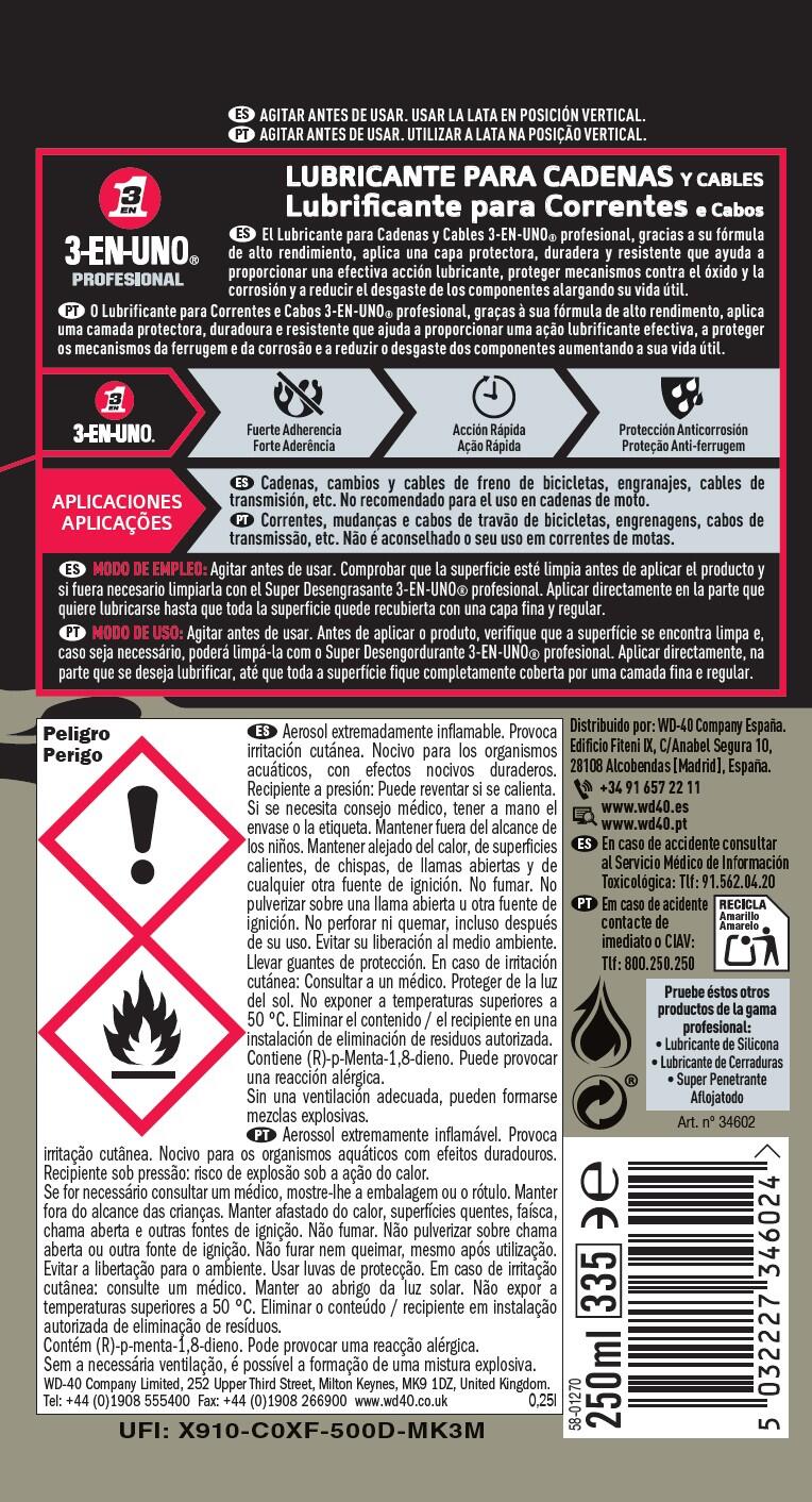 LUBRICANTE PARA CADENAS SPRAY 250ML 3 EN 1 - 2