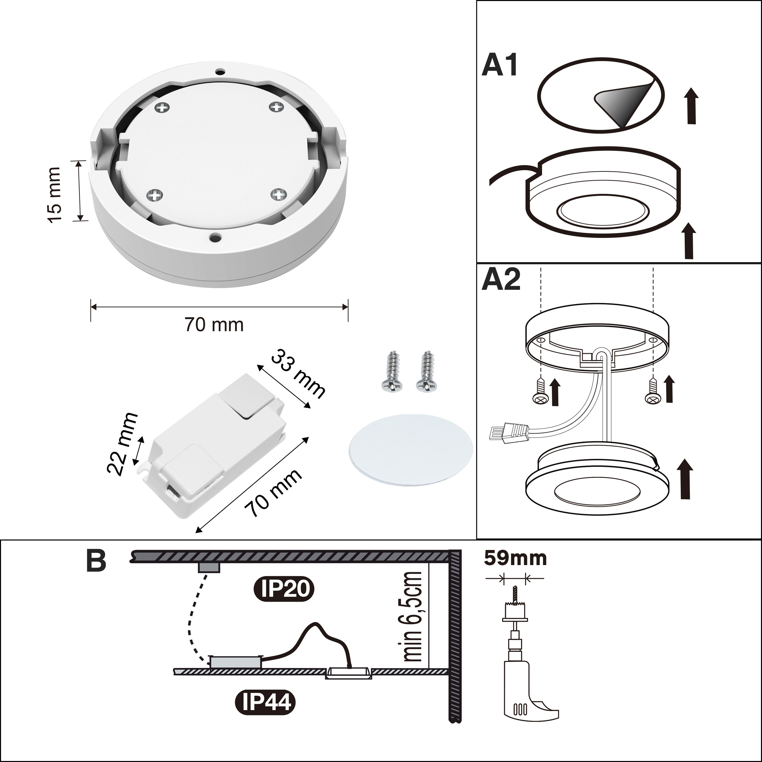 Spot LED encastré salle de bain IP44 Bazao, blanc neutre, INSPIRE blanc - 7