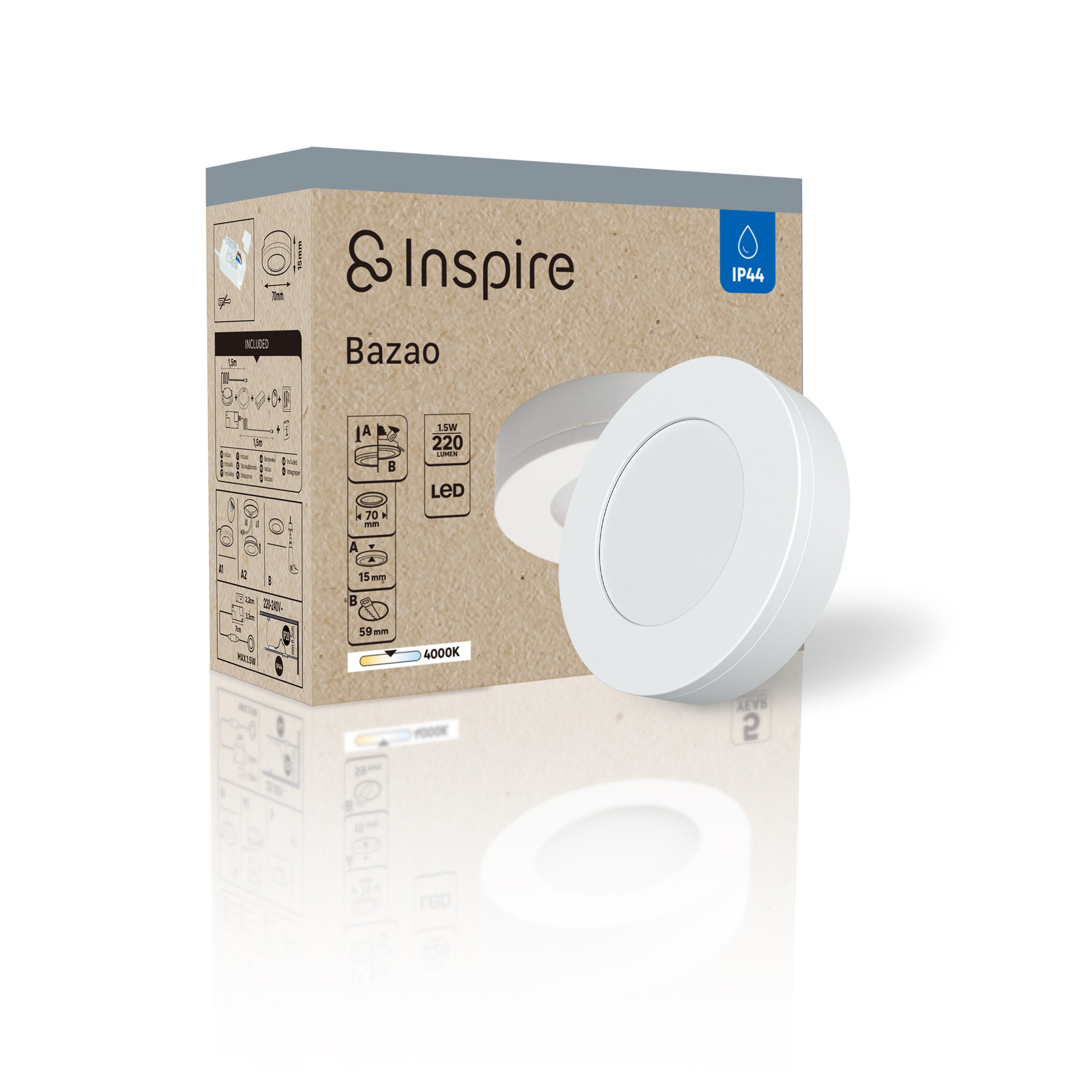 Spot LED encastré salle de bain IP44 Bazao, blanc neutre, INSPIRE blanc - 8