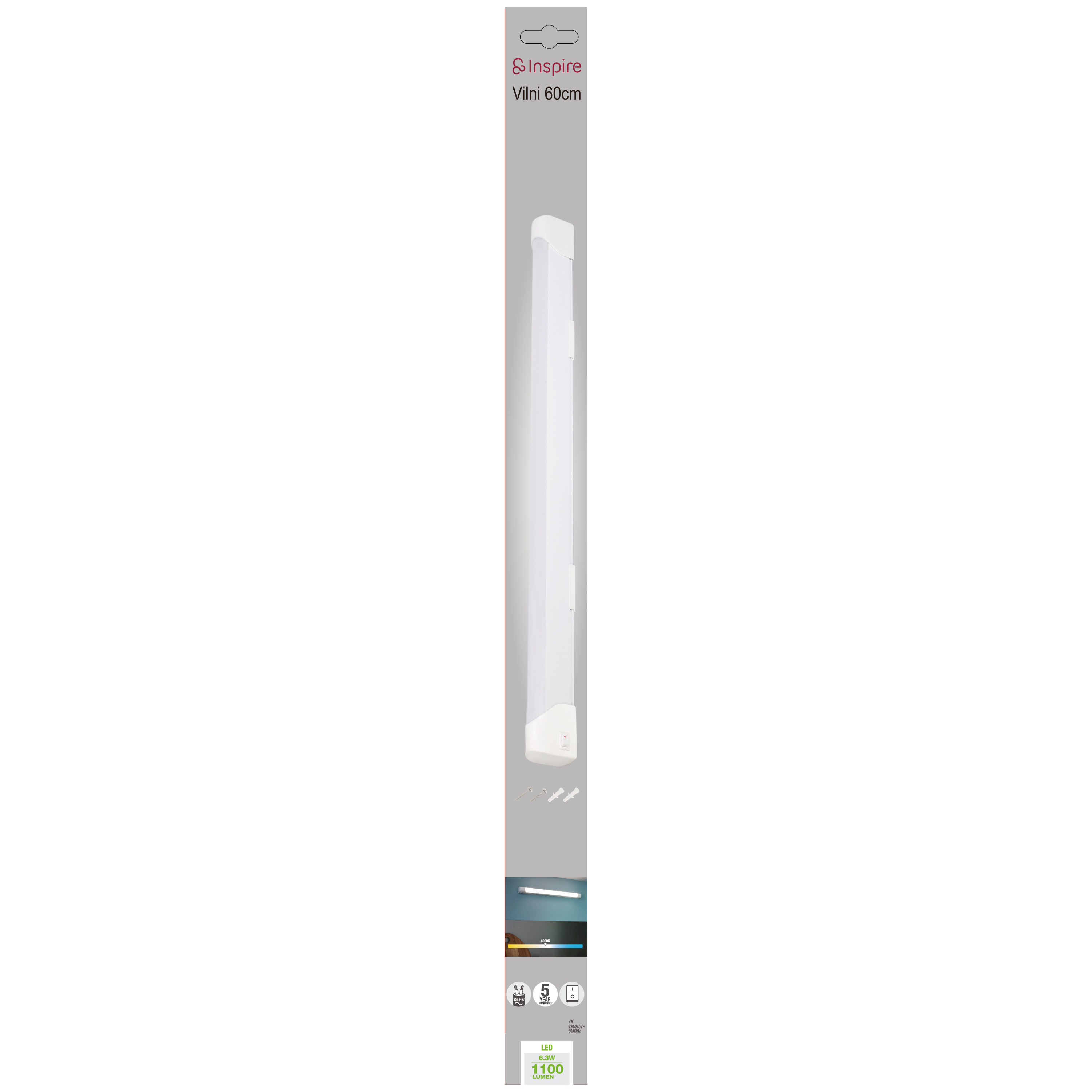 Réglette LED Vilni L.60 cm, 1100 lumens, blanc neutre INSPIRE - 7