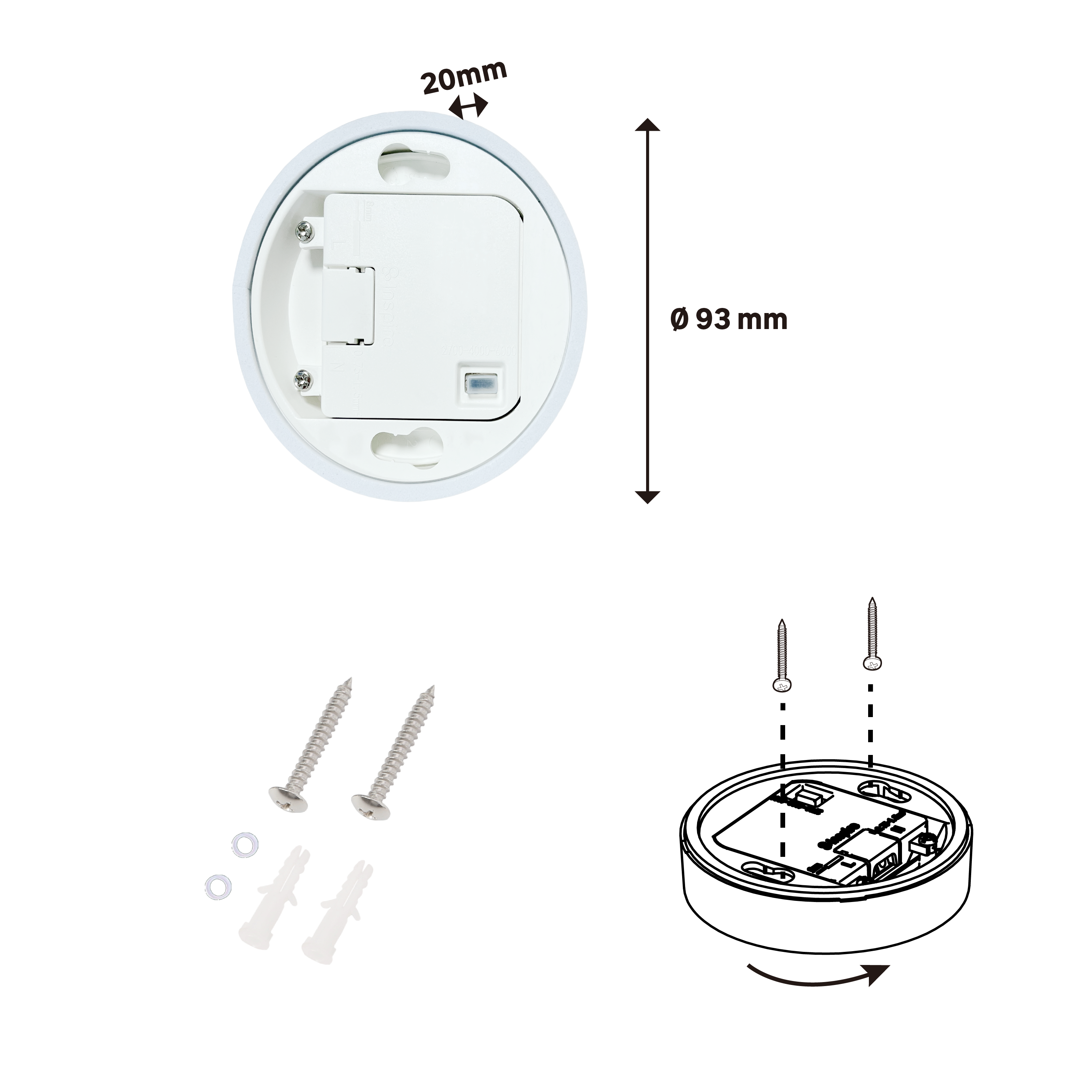Spot à fixer LED Sanoa, D.9 cm, variations blancs et intensité, INSPIRE blanc - 8