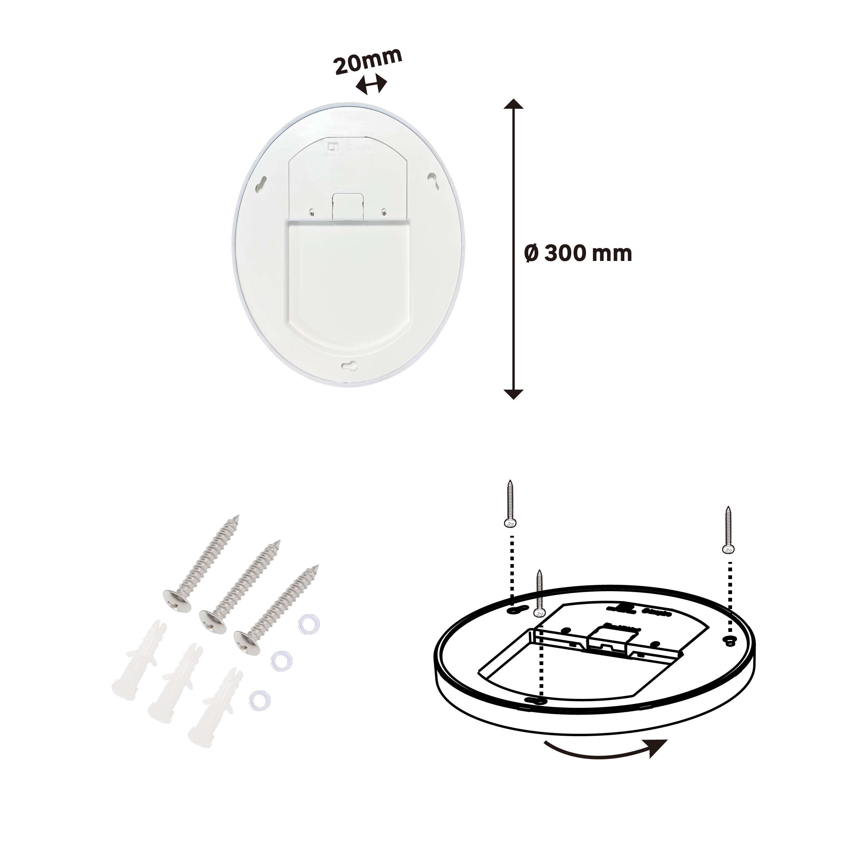 Spot à fixer LED Sanoa, D.30 cm, variations blancs et intensité, INSPIRE blanc - 8