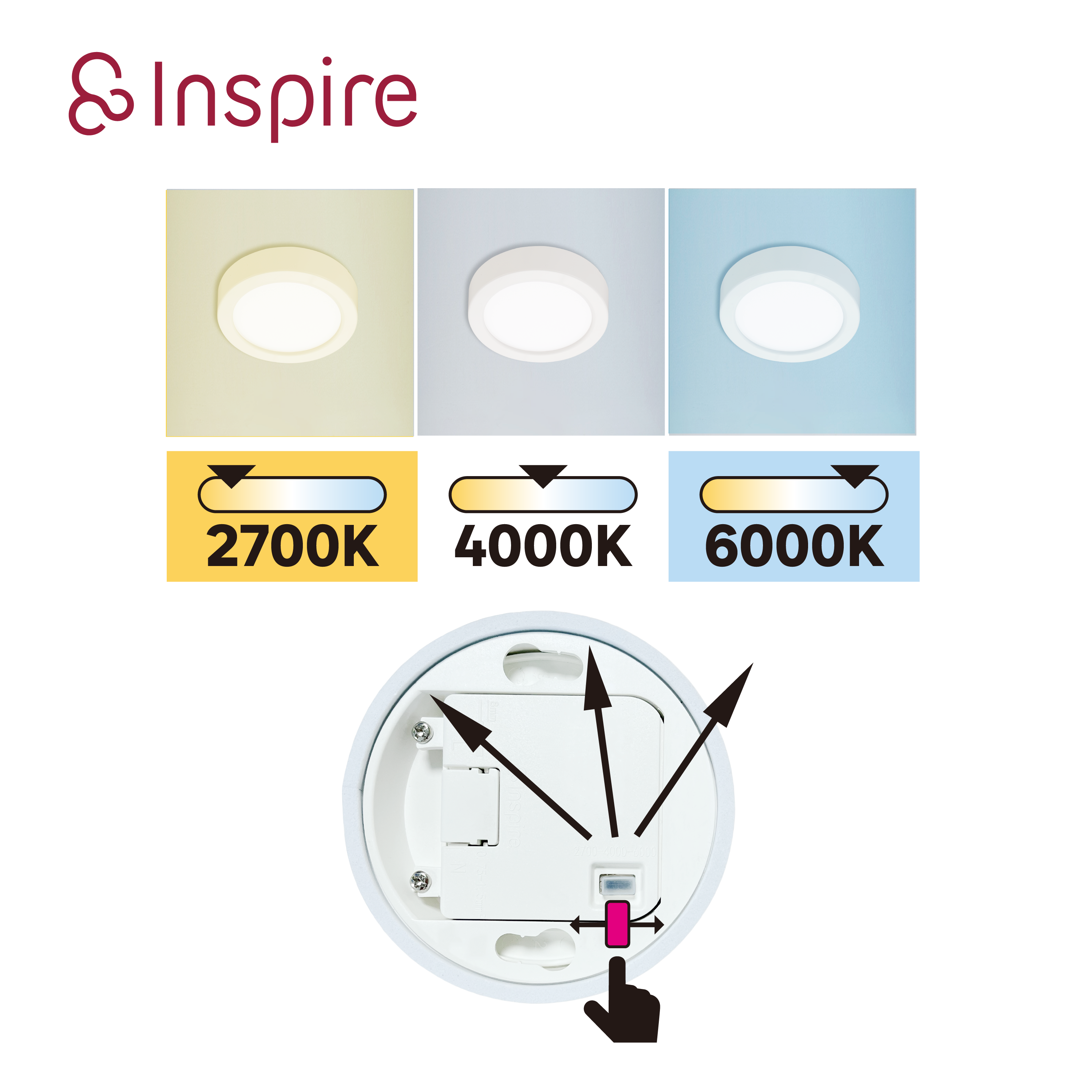 Spot à fixer LED Sanoa, D.9 cm, variations blancs et intensité, INSPIRE blanc - 3