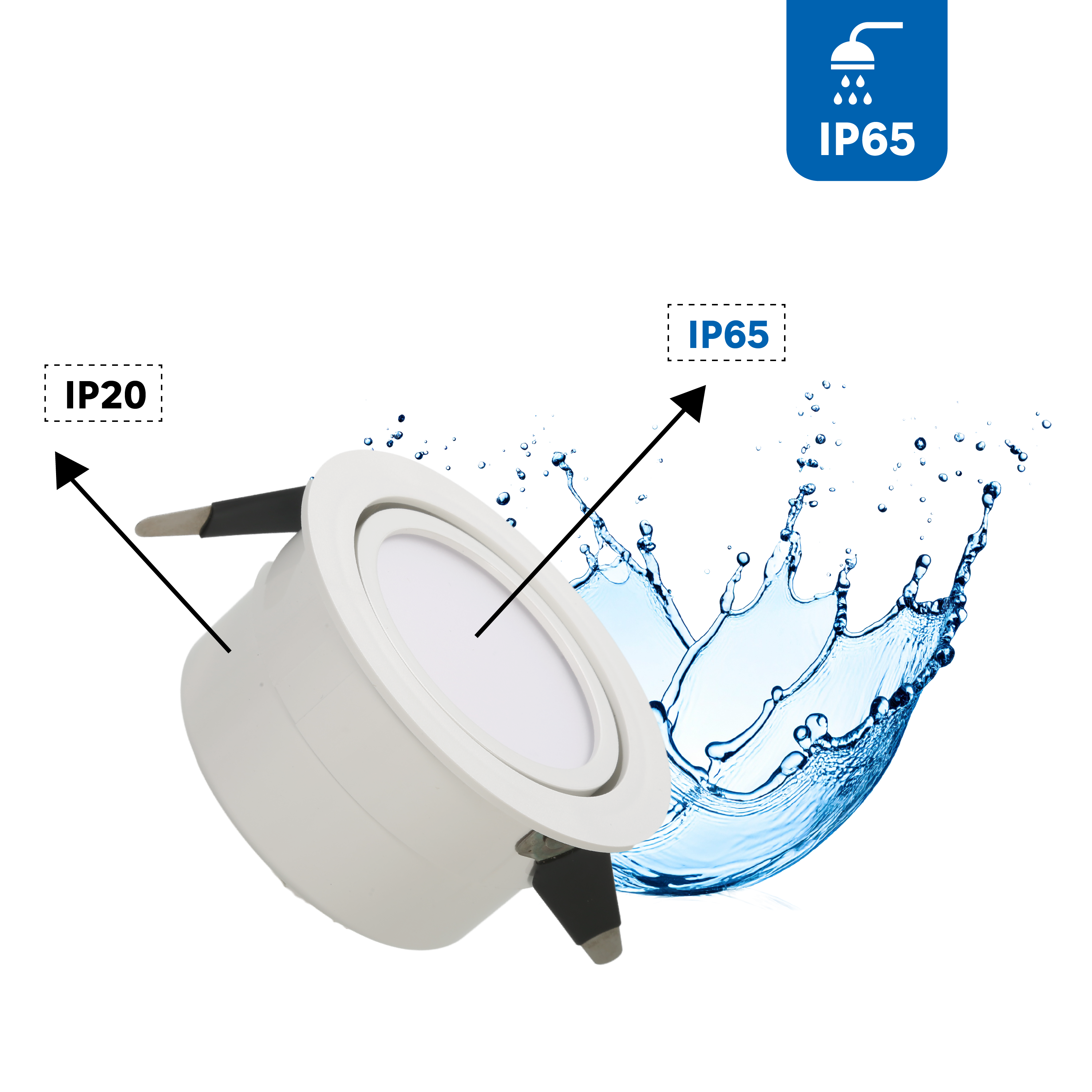 Inspire  Downlight Led Empotrable Lindi Redondo Ø9 Cm 550 Lm 4.8 W Luz Cct 3000K-4000Kk Ip65, Foco Led Empotrado Para Duchas Blanco , Leroy Merlin