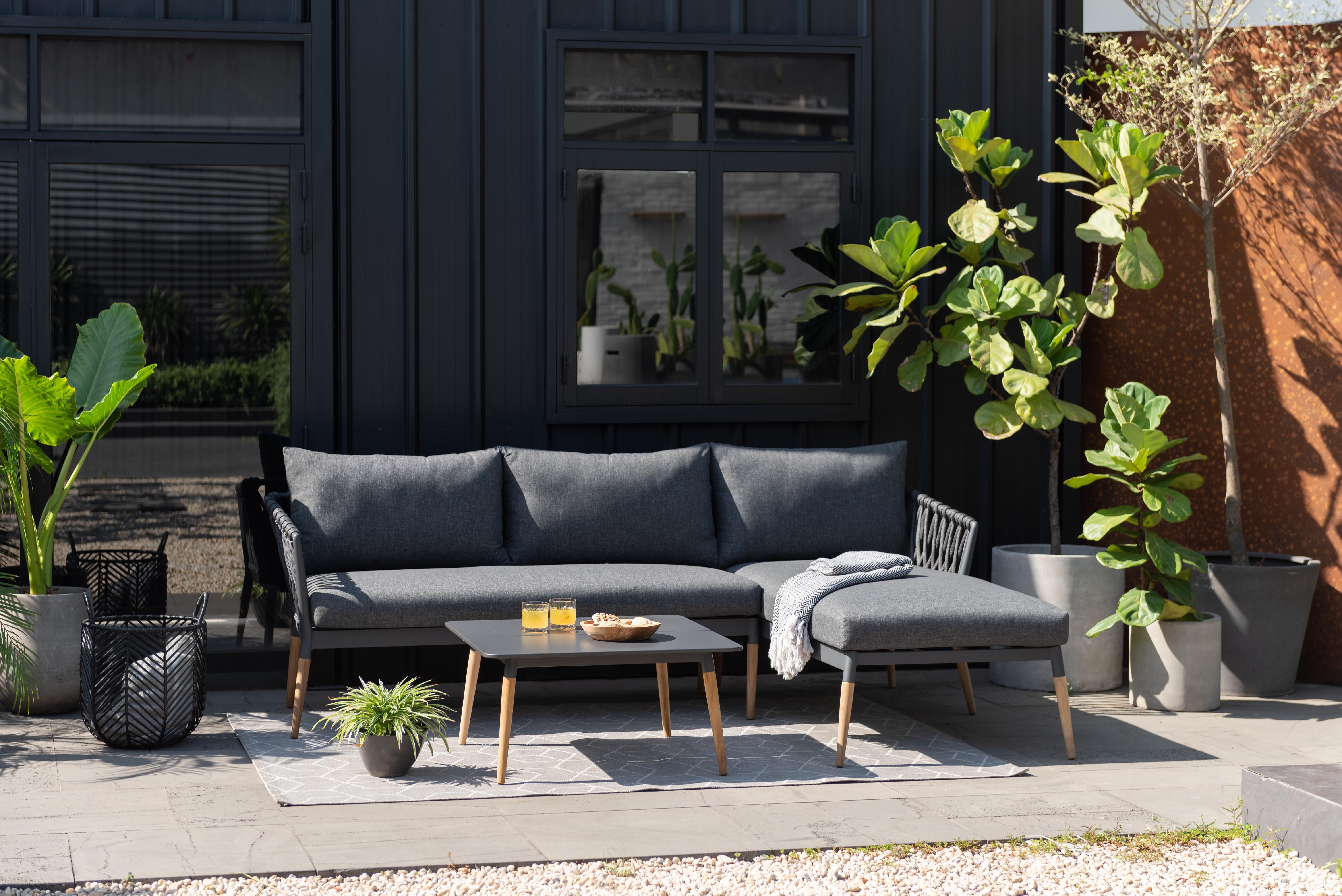 Conjunto de jardín chaise logue ipanema en color gris de 3 plazas