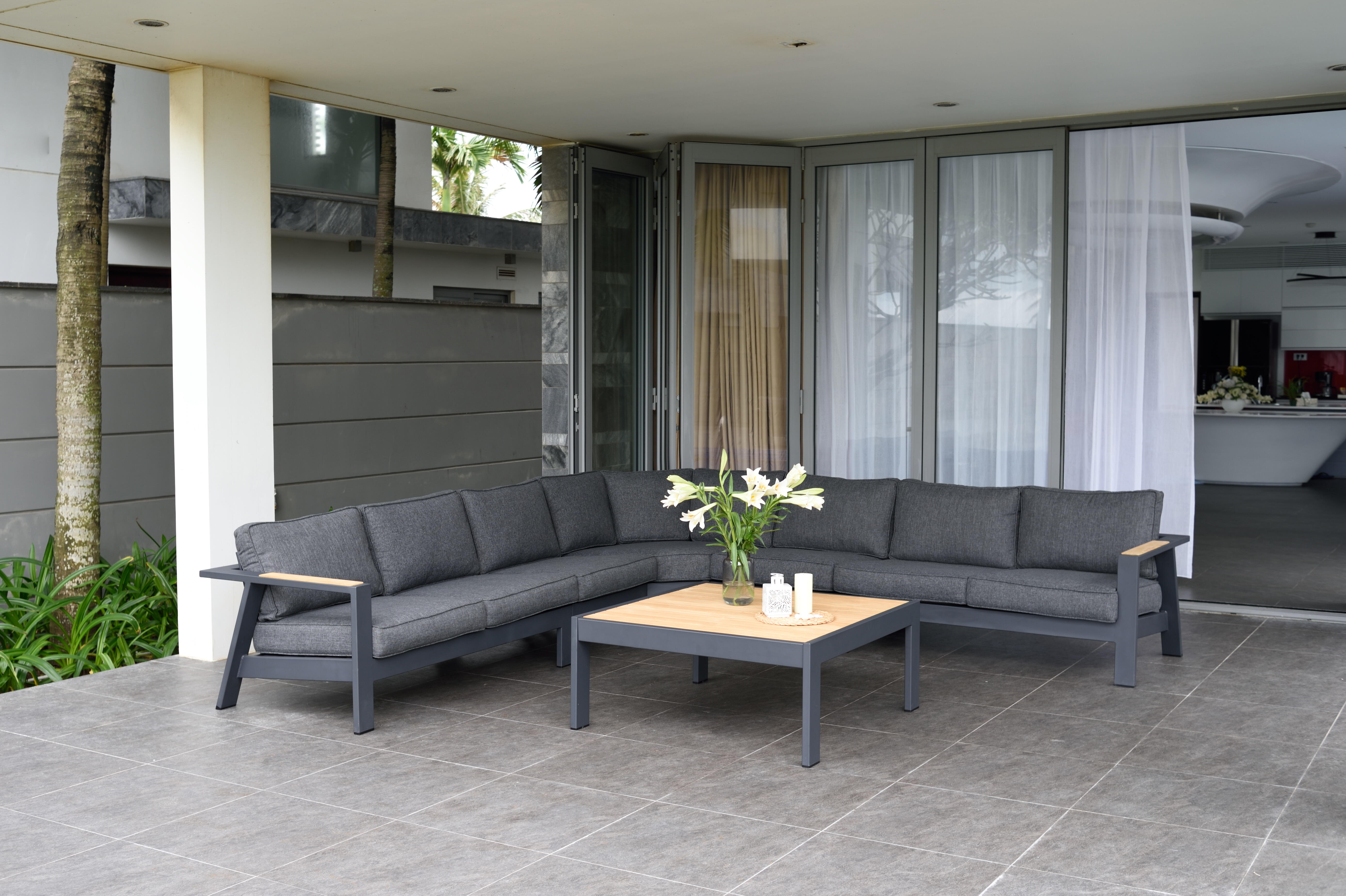 Conjunto de sofás y mesa baja de aluminio palau para 6 personas
