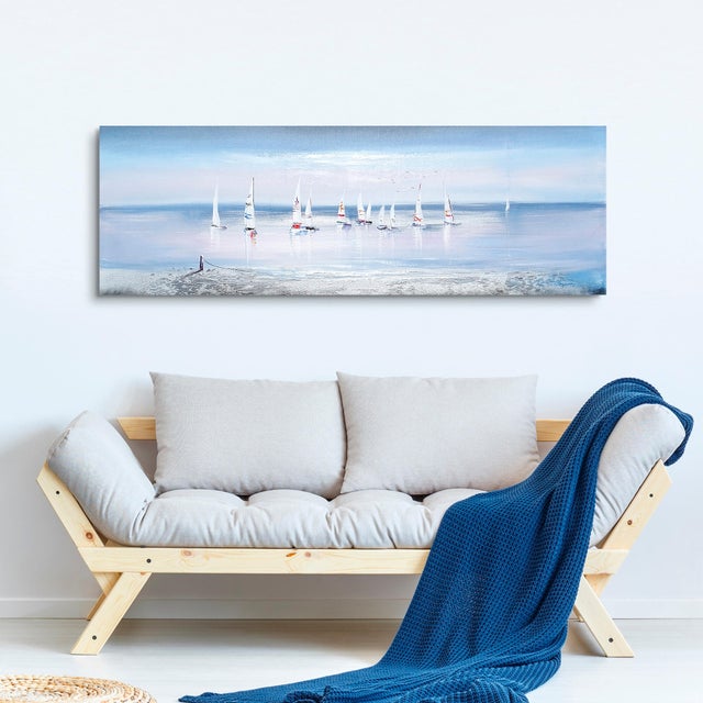 Pintura sin marco Mar rectangular de 150 x 50 cm. MDF Velas multicolor