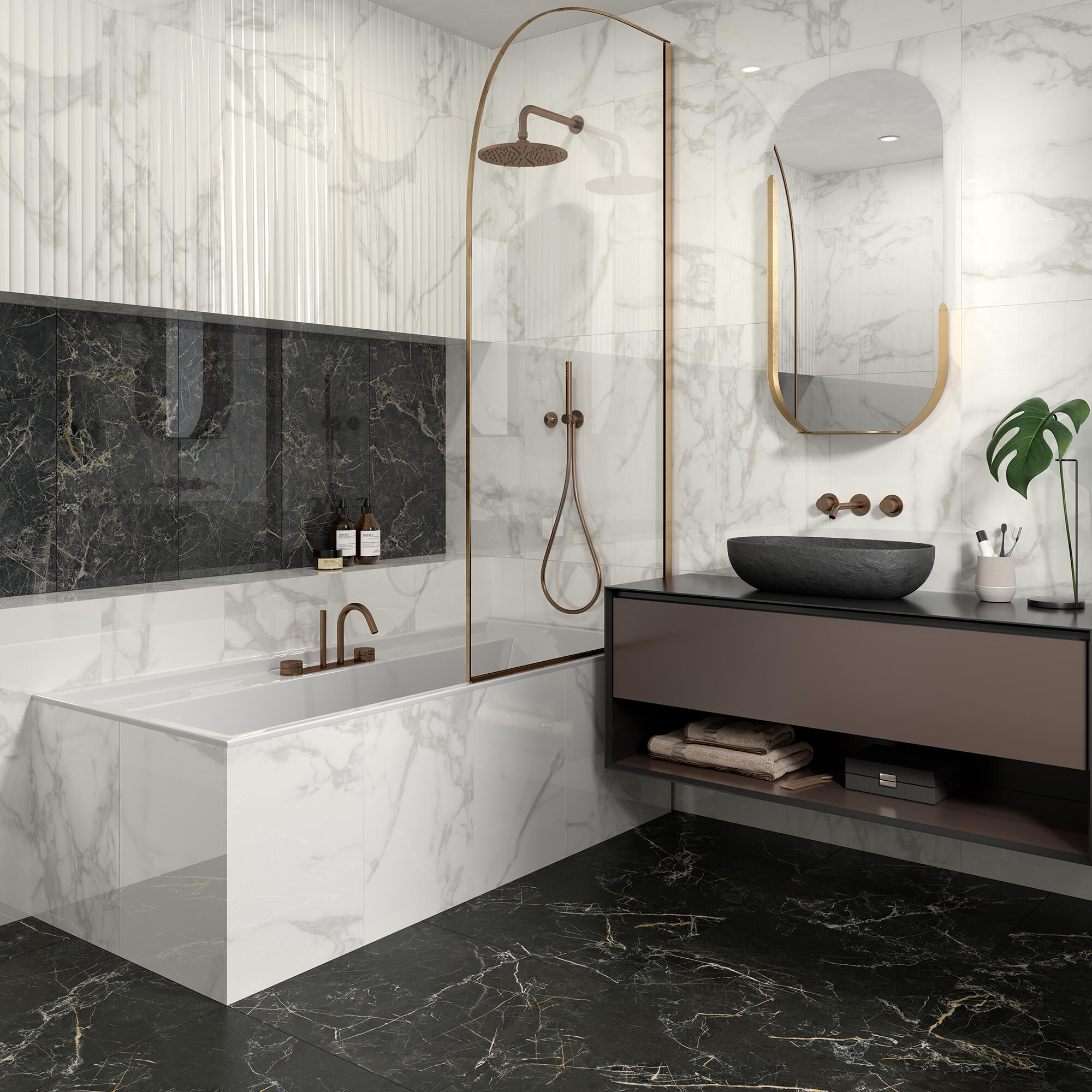 Carrelage sol intérieur effet marbre noir gold Murano l.60.5 x L.60.5 cm 1,44M2 - 2