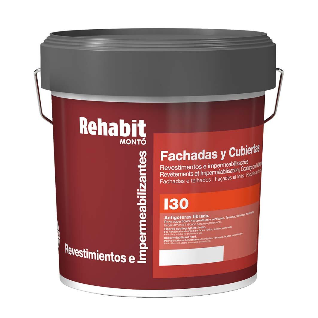 Impermeabilizante interior / exterior MONTÓ Rehabit I30 Fibrado color blanco para tejados, terrazas de hormigón, ladrillo 5KG. Agua. Para impermeabilizar. - 2