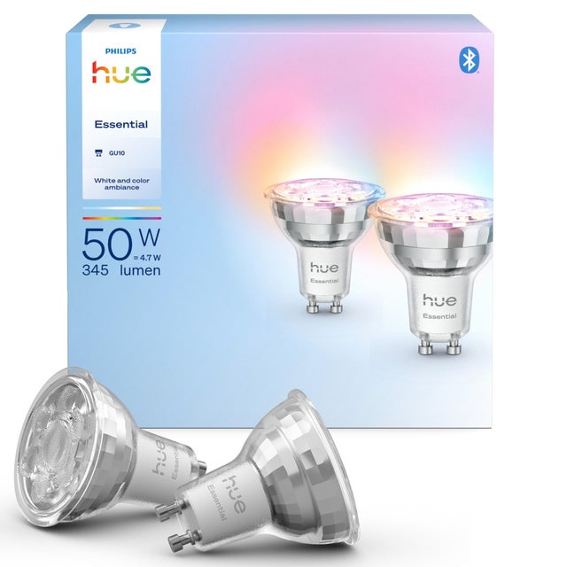 Lot 2 ampoules led GU10, 50W, blancs et couleurs, dimmable, PHILIPS HUE