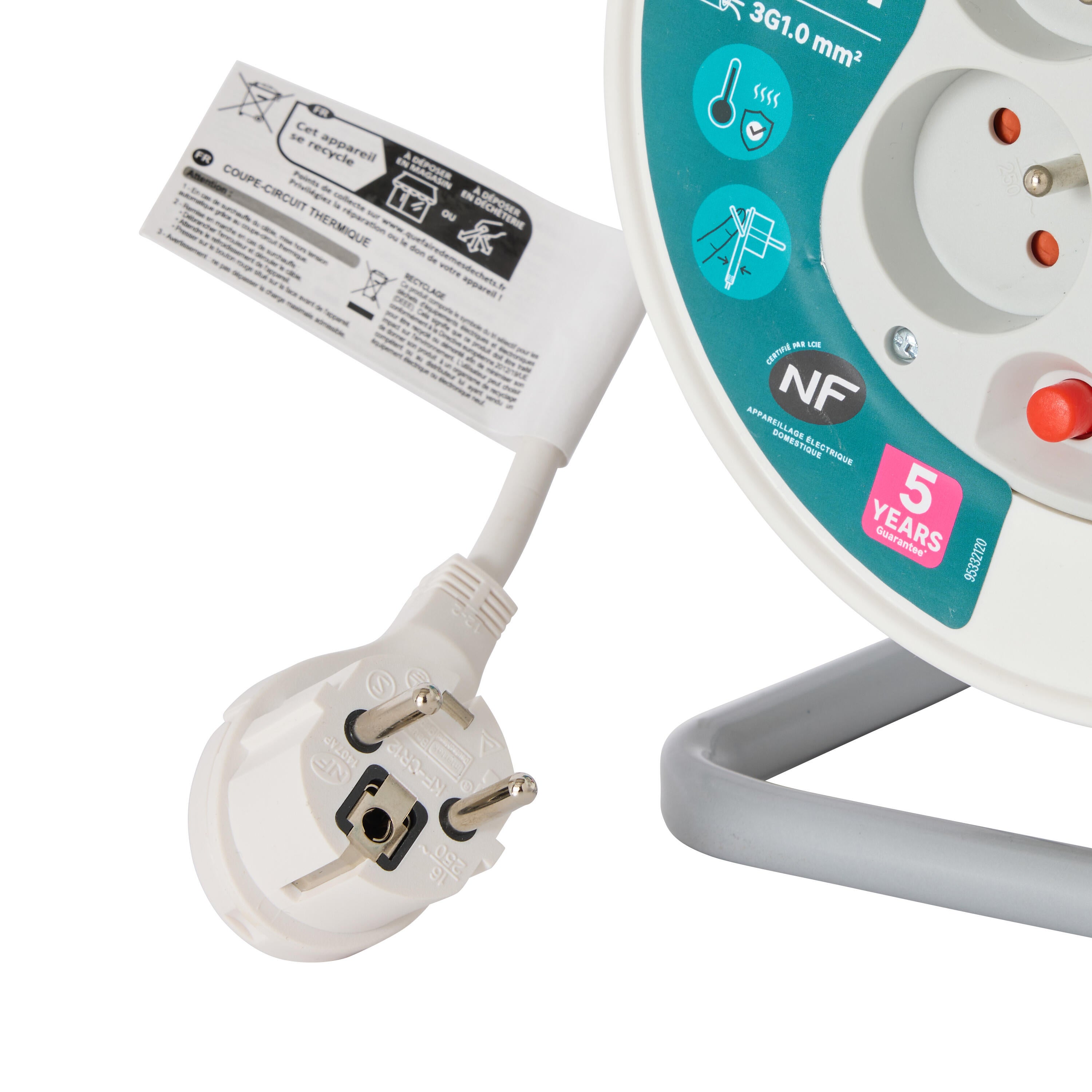 Enrouleur avec terre L.15 m H05VV-F 3G1 mm², LEXMAN - 5