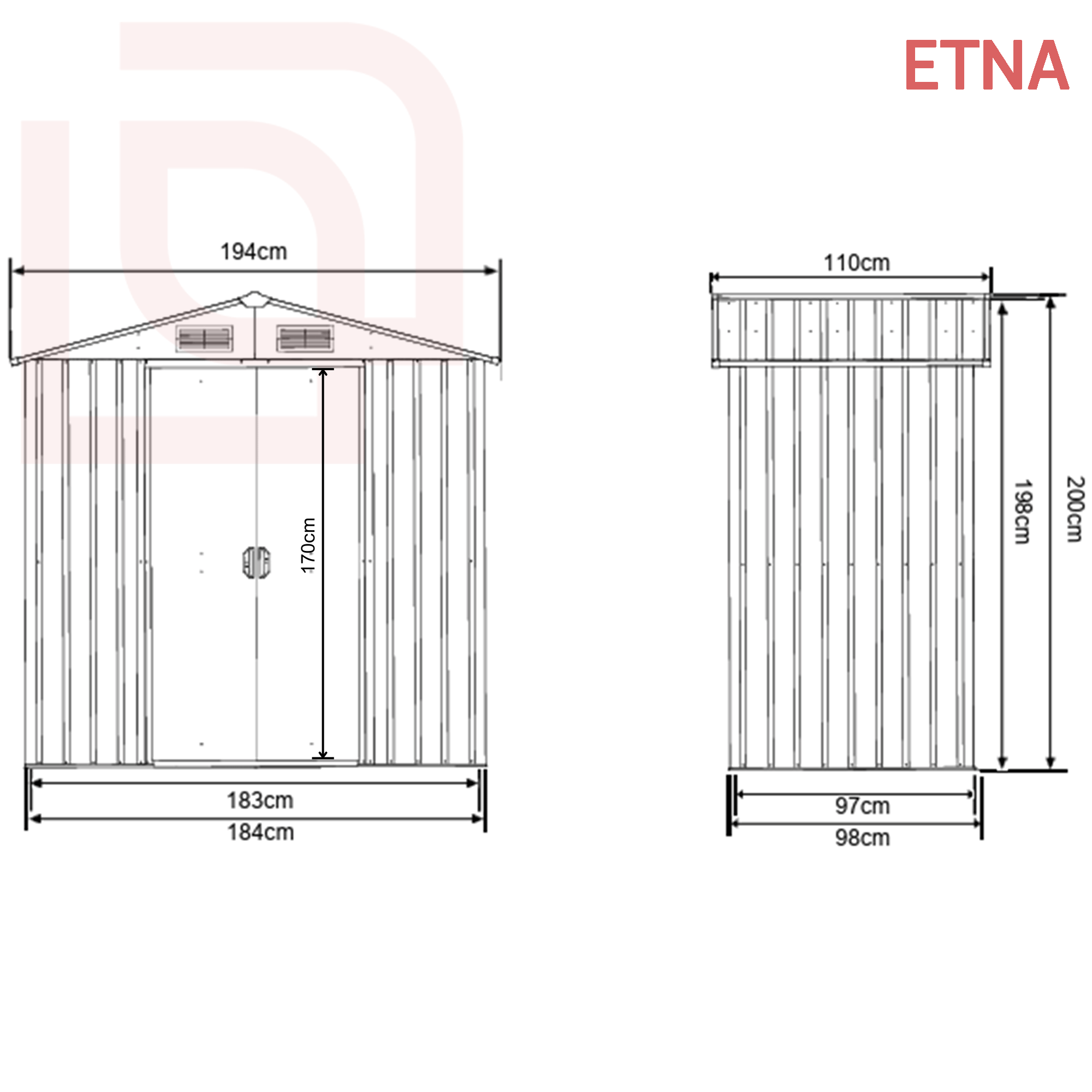 Dimension abris de jardin naterial leroy merlin en metal ETNA  - 0