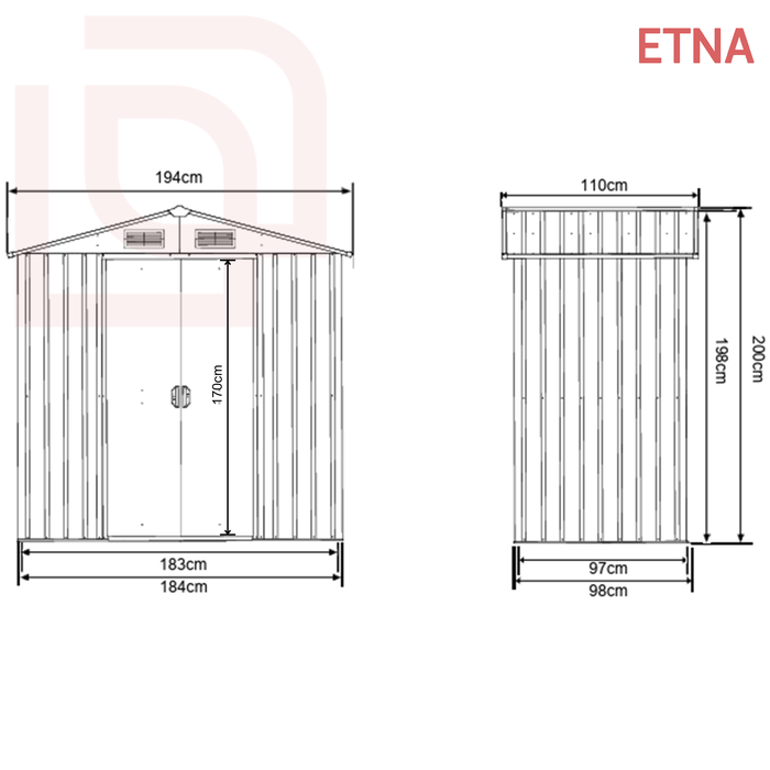 Dimension abris de jardin naterial leroy merlin en metal ETNA 