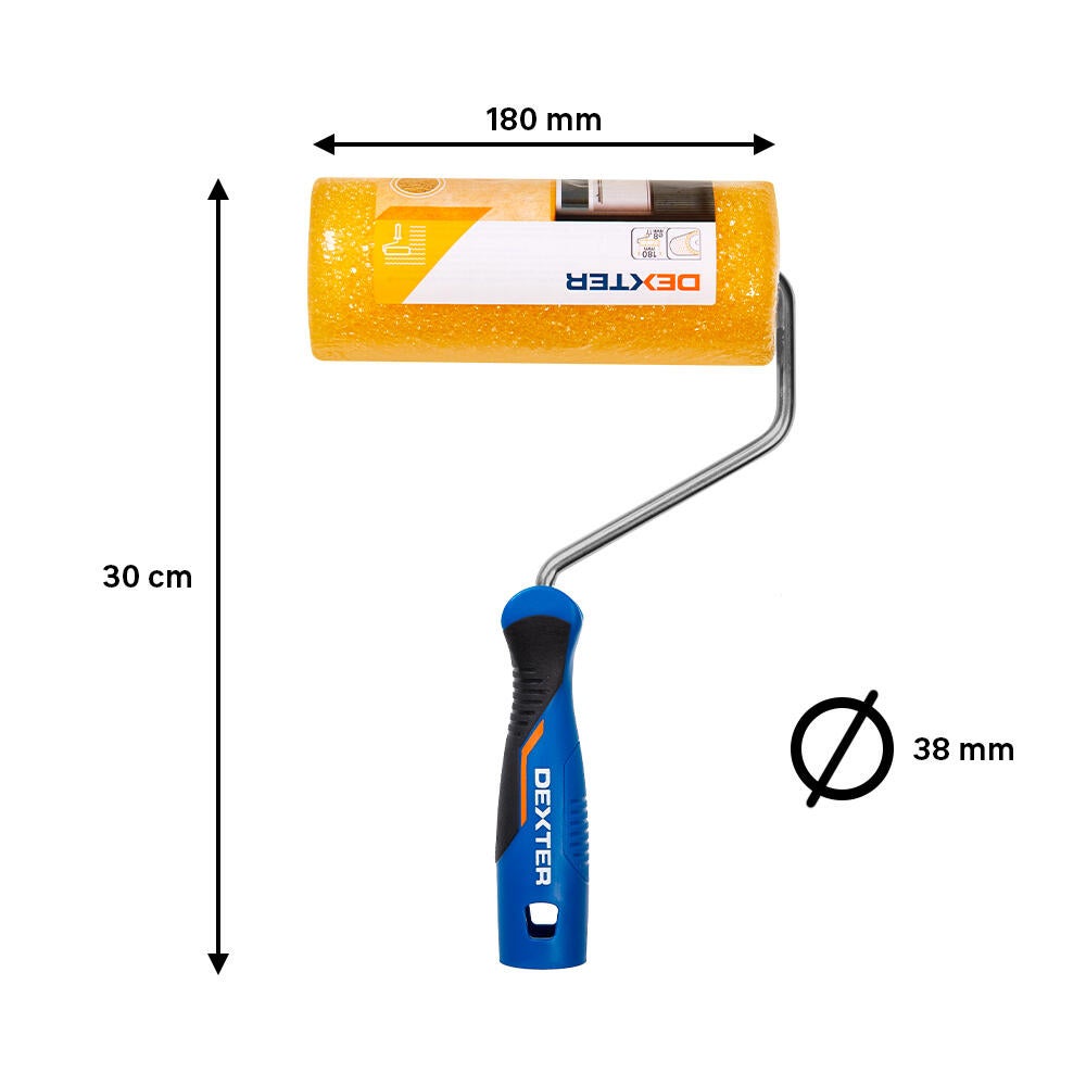 Rodillo para crear efectos DEXTER de 180 mm de anchura, 58 mm de diámetro,  sin pelo.  Fibra de poliamida. Varilla de acero. - 2