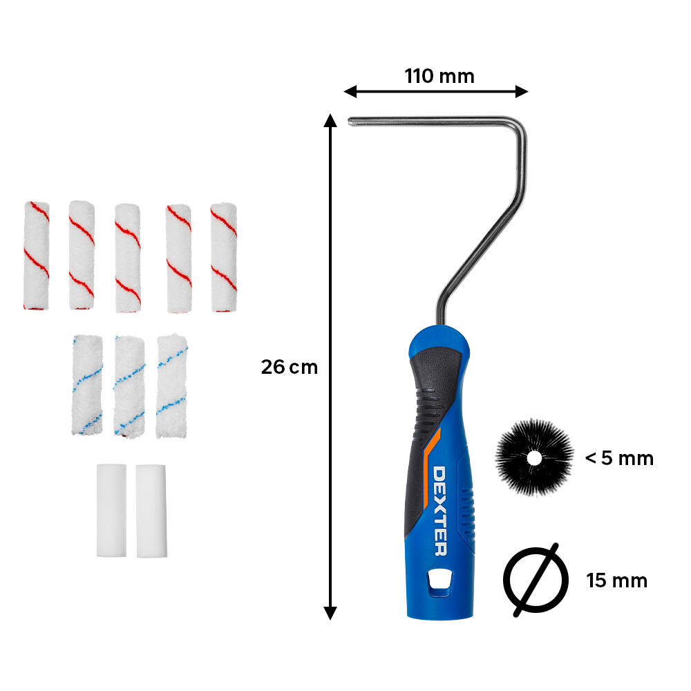 10 recargas de mini rolo DEXTER MINI-ROLO 11CM+10 RECARGAS 11CM - 3